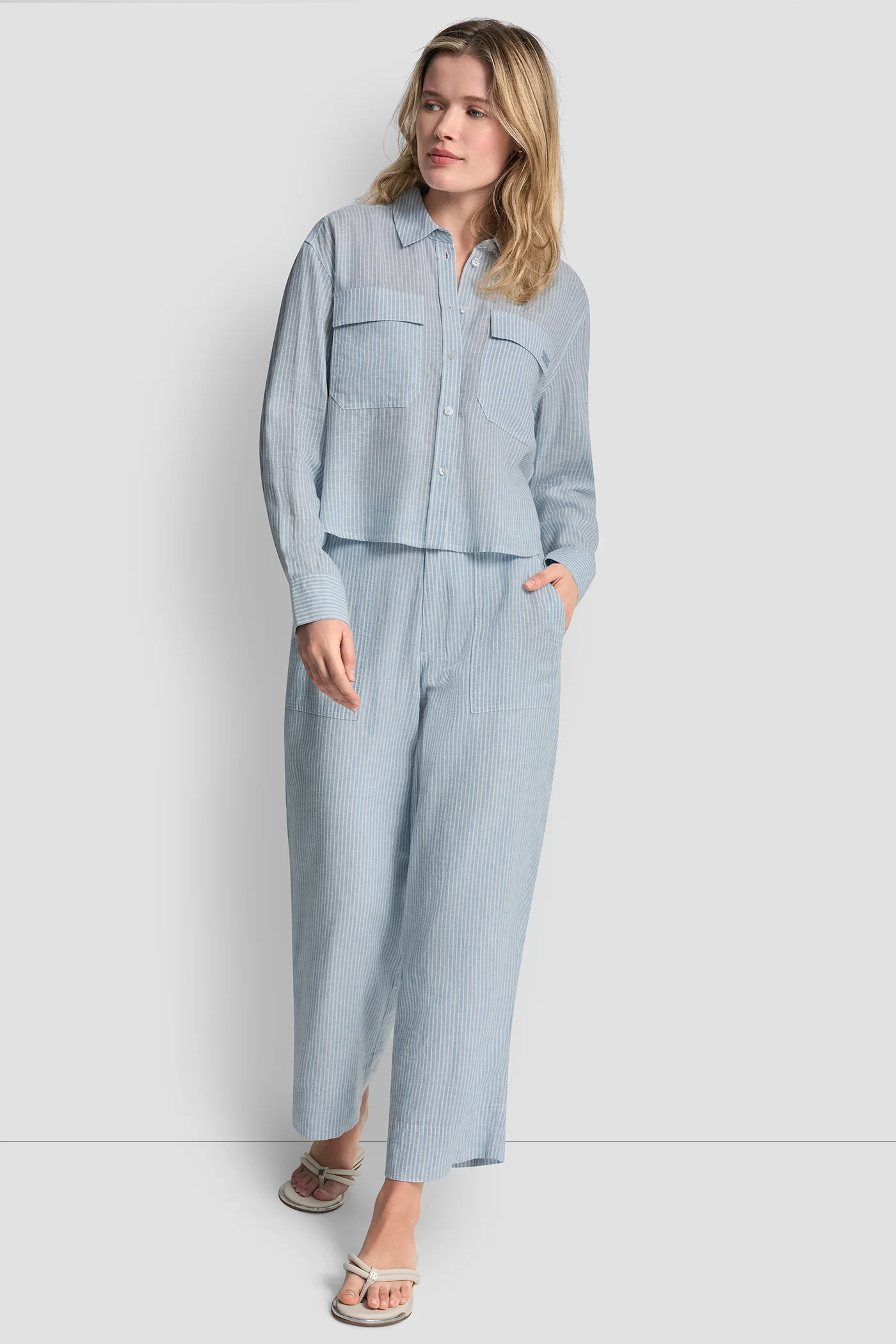 LINEN-BLEND BUTTON-FRONT SHIRT - Image 4