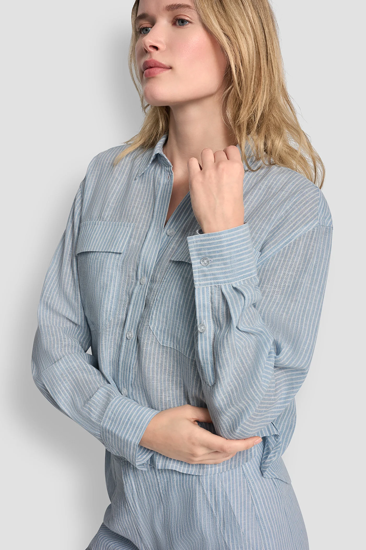 LINEN-BLEND BUTTON-FRONT SHIRT - Image 5
