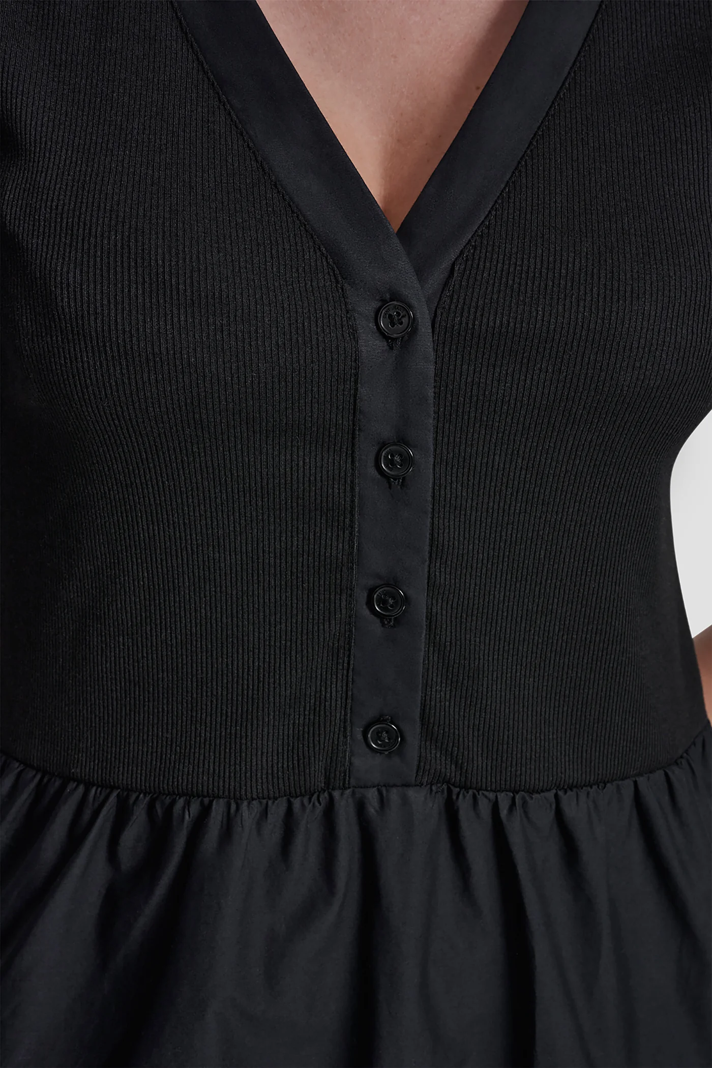 RIB HENLEY MIDI DRESS WITH PUFF SLEEVES - Image 7