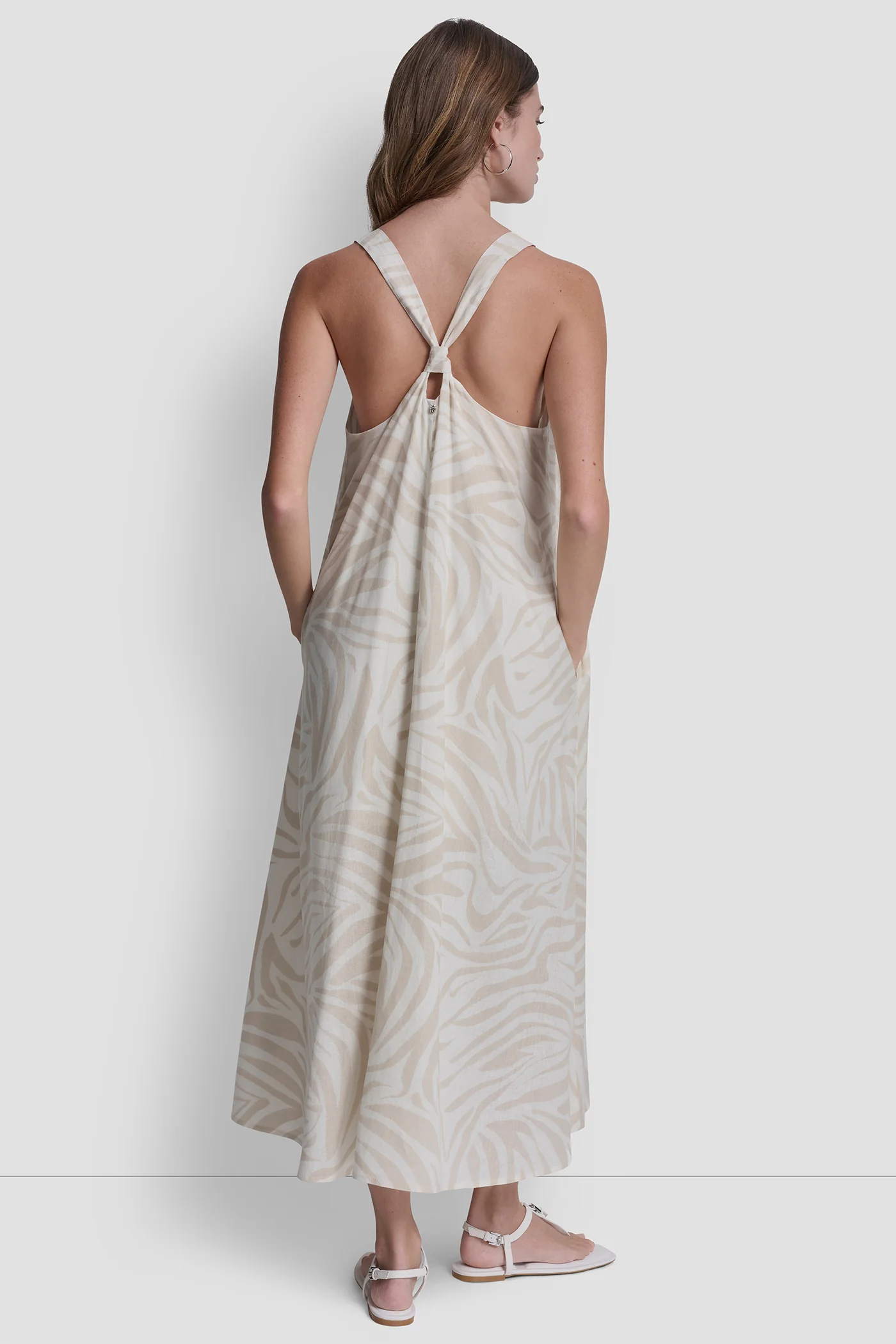 LINEN-BLEND TIE BACK MAXI DRESS - Image 2