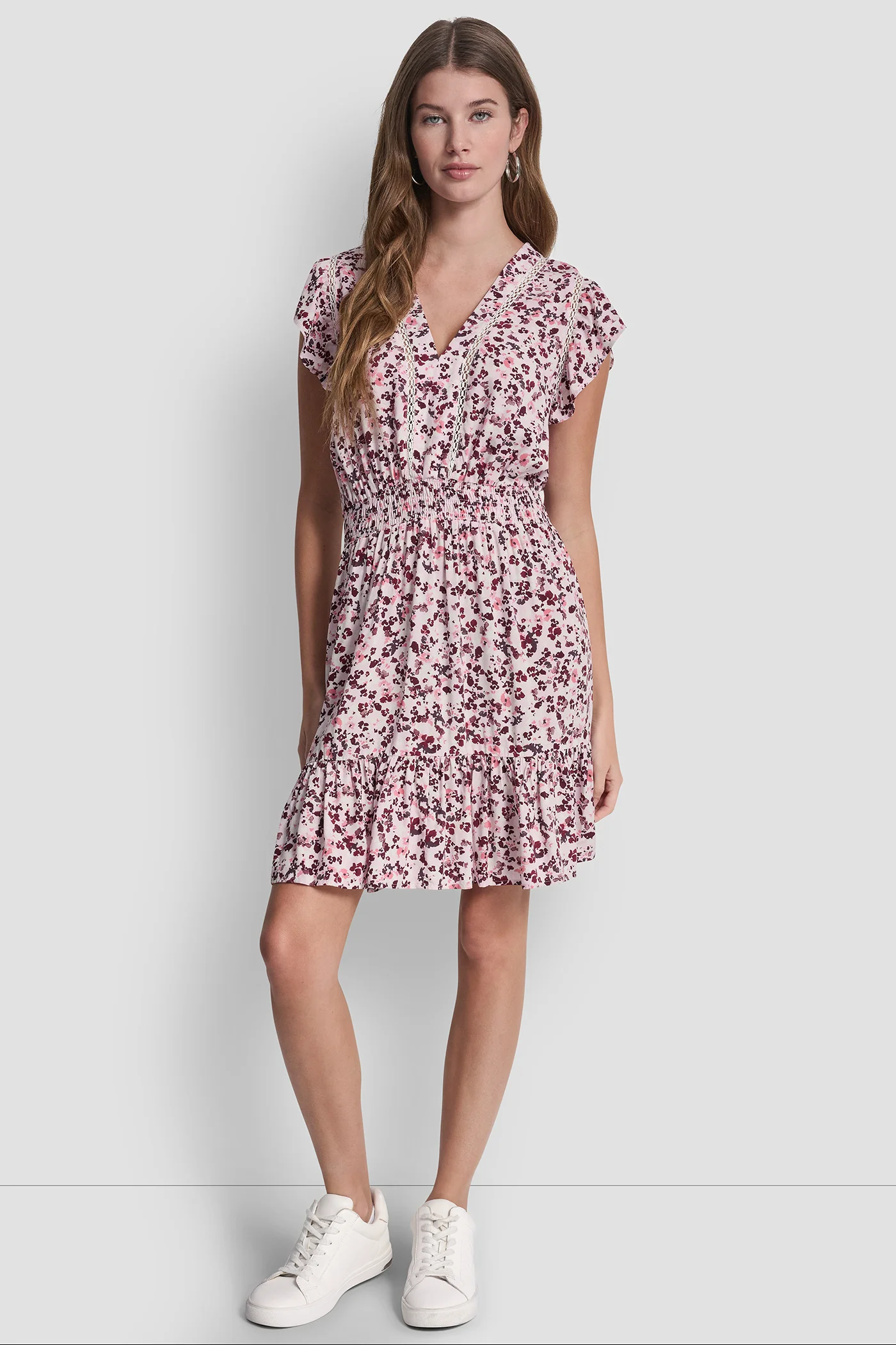 SMOCKED WAIST V-NECK DRESS - Image 6