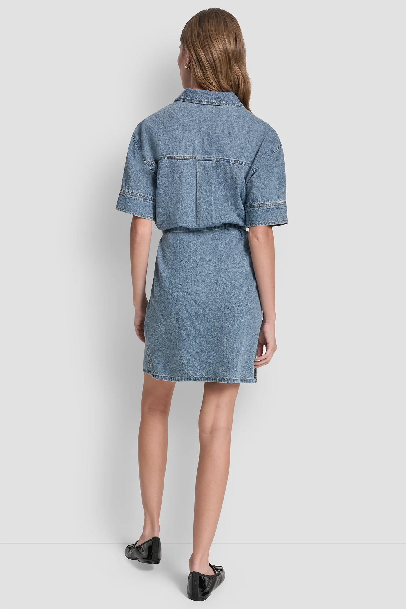 DENIM BUTTON-FRONT SHIRT DRESS - Image 2