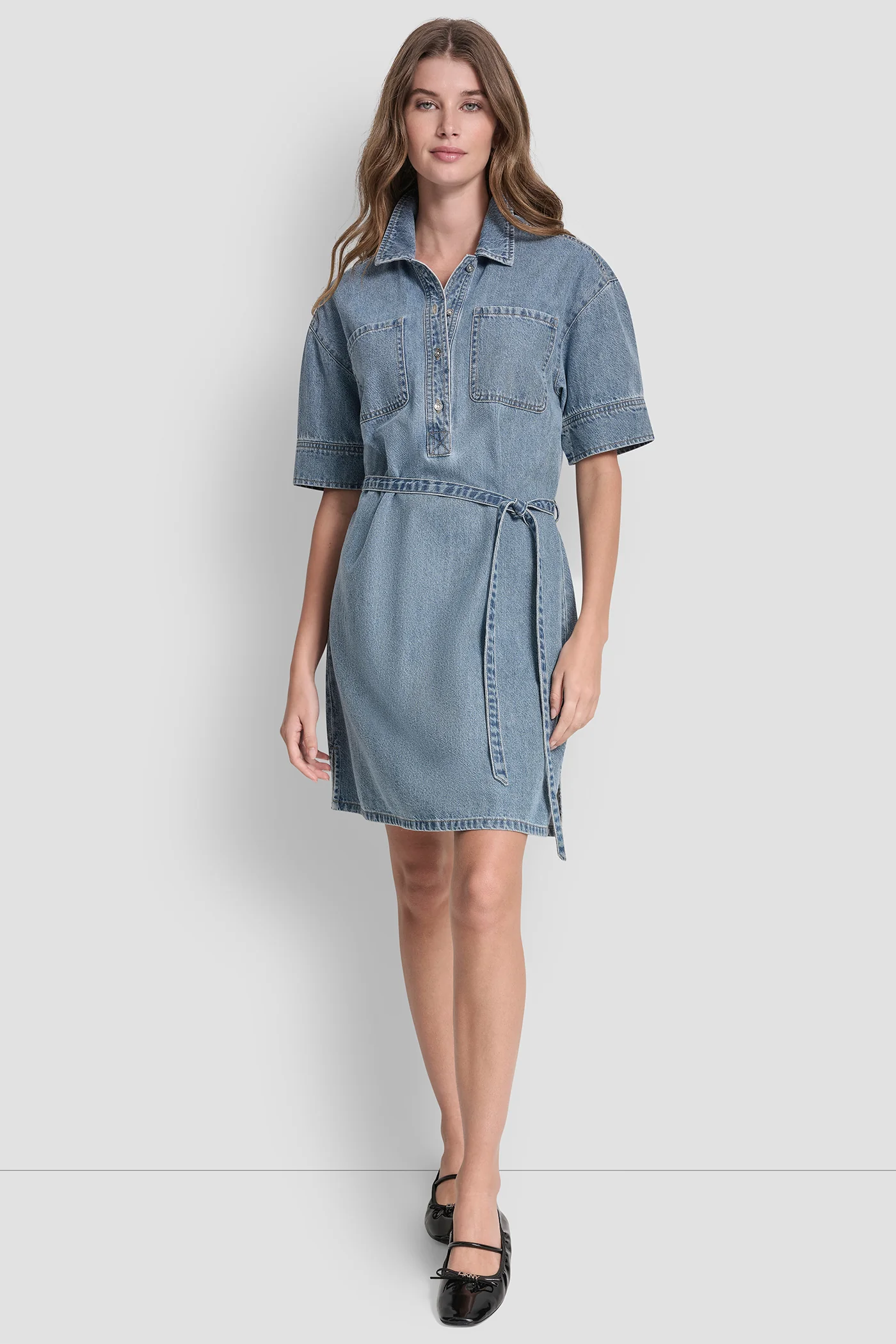 DENIM BUTTON-FRONT SHIRT DRESS - Image 4