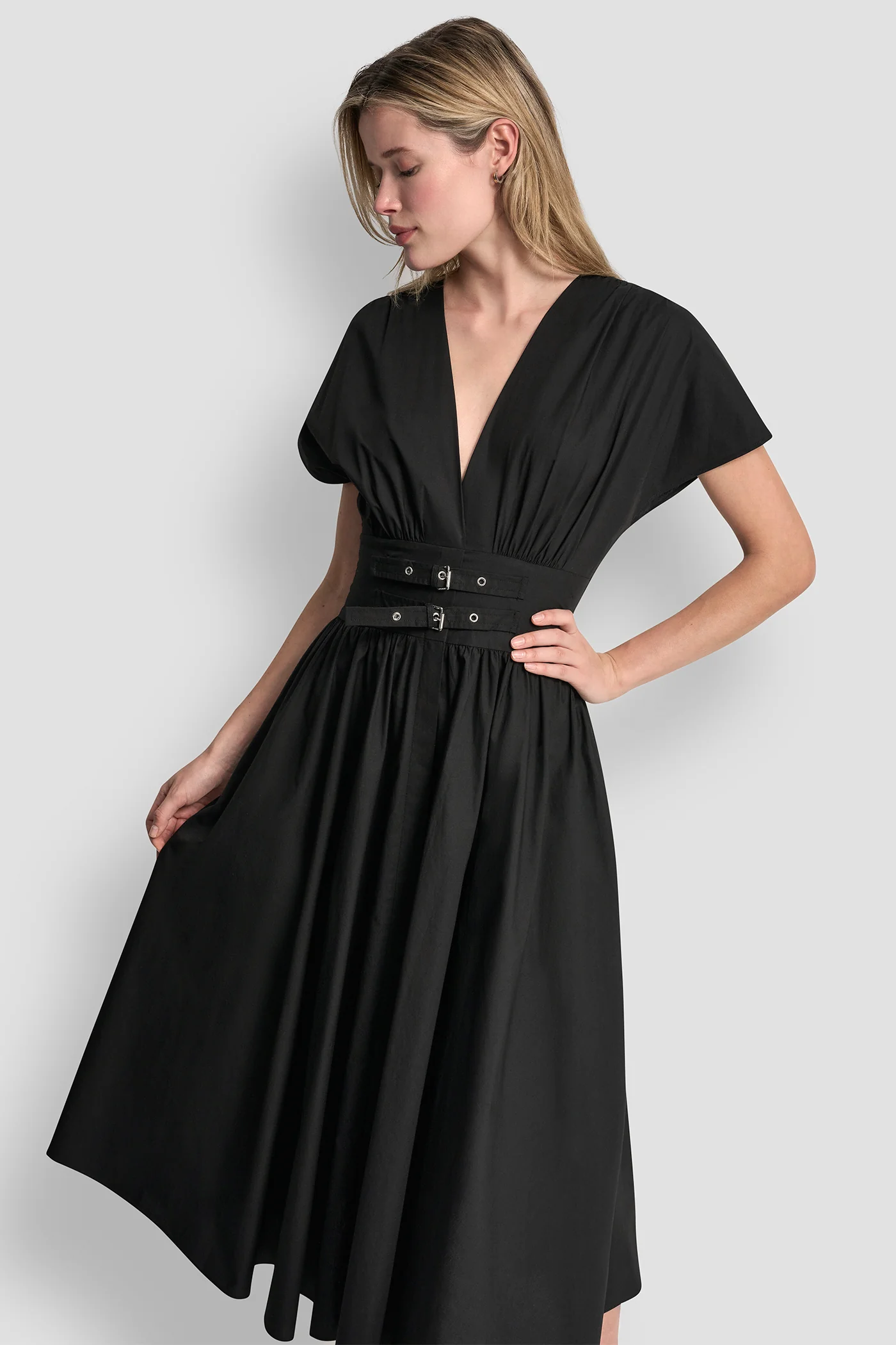 SMOCKED MIDI DRESS WITH BUCKLE - Image 4