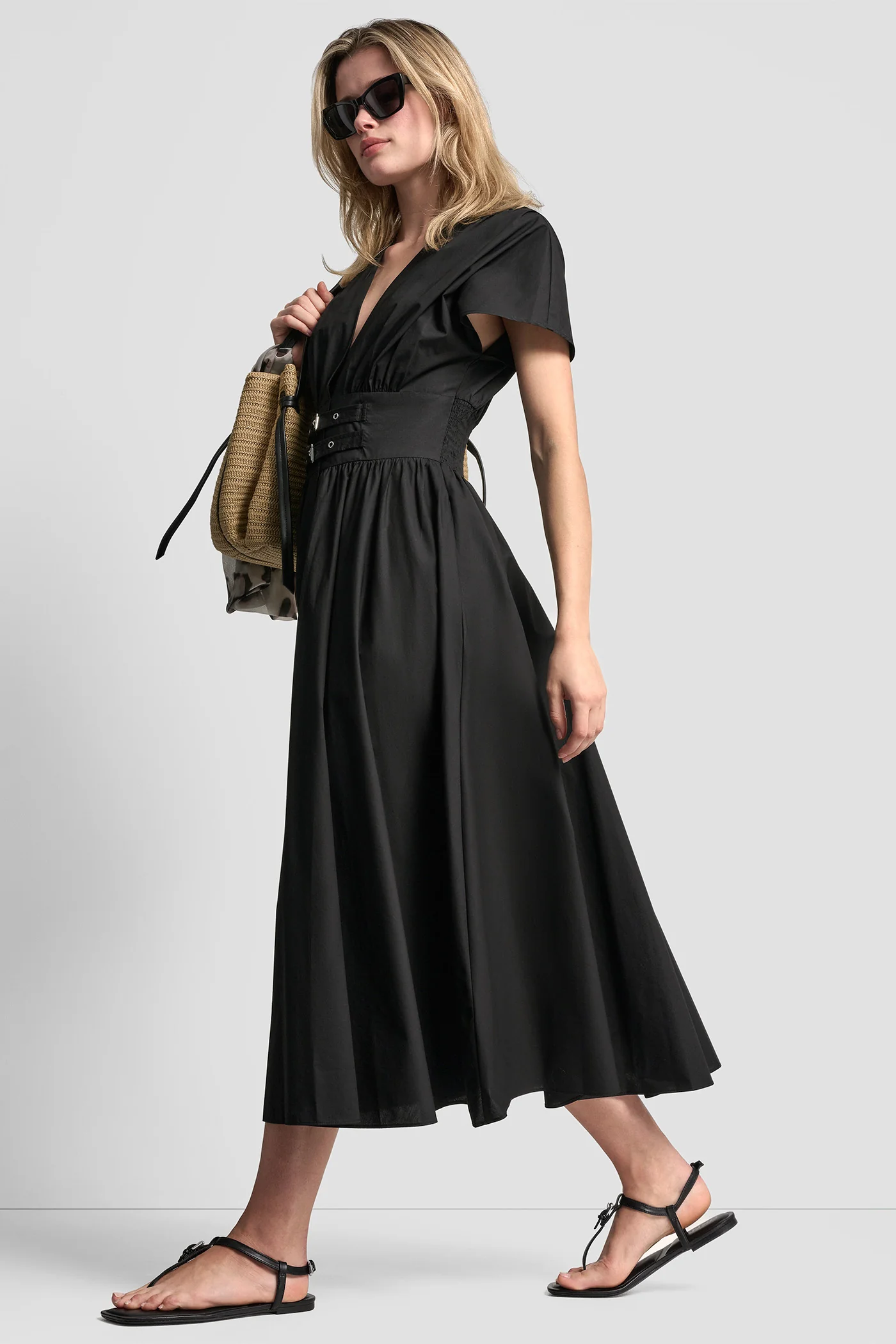 SMOCKED MIDI DRESS WITH BUCKLE - Image 5