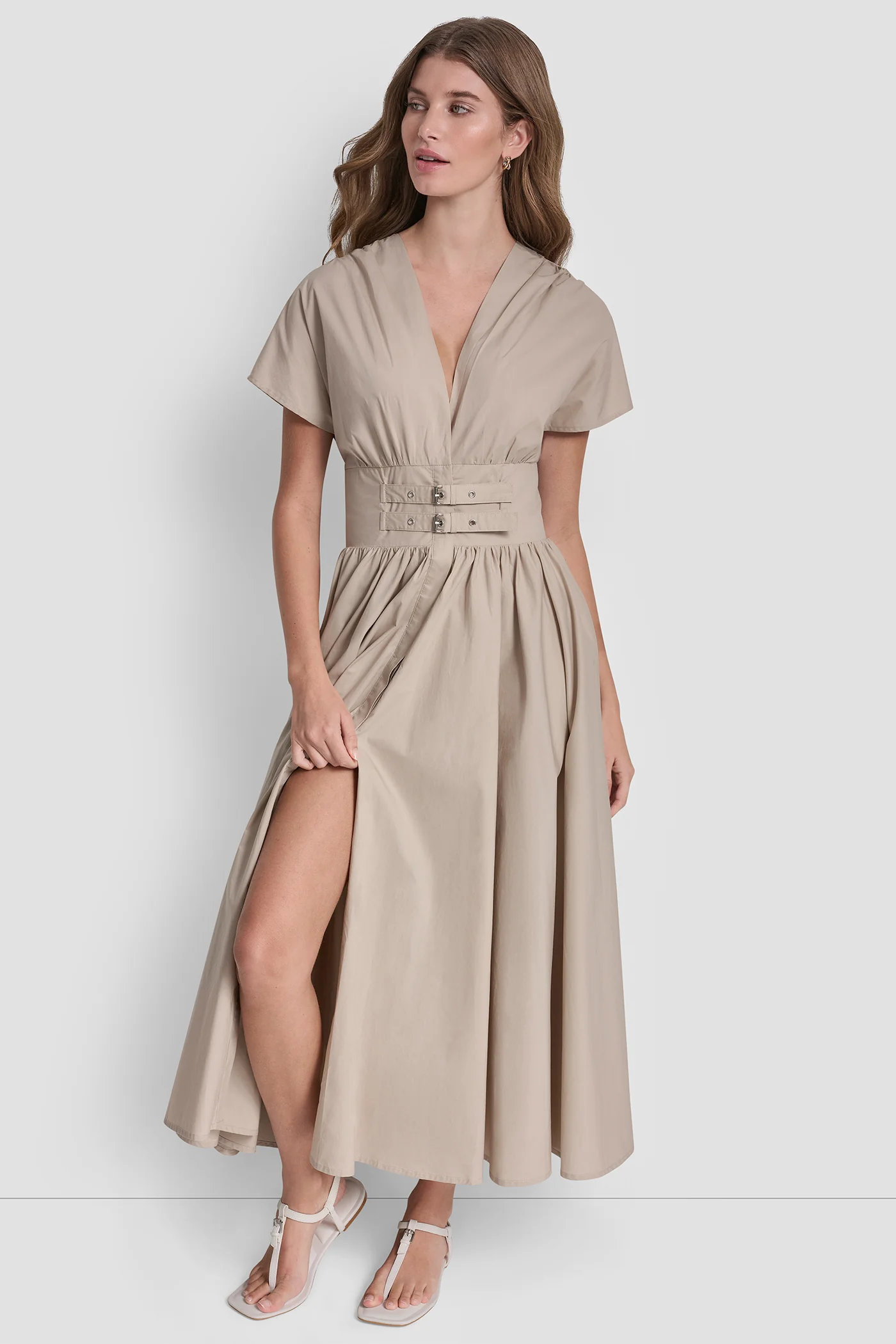 SMOCKED MIDI DRESS WITH BUCKLE - Image 2