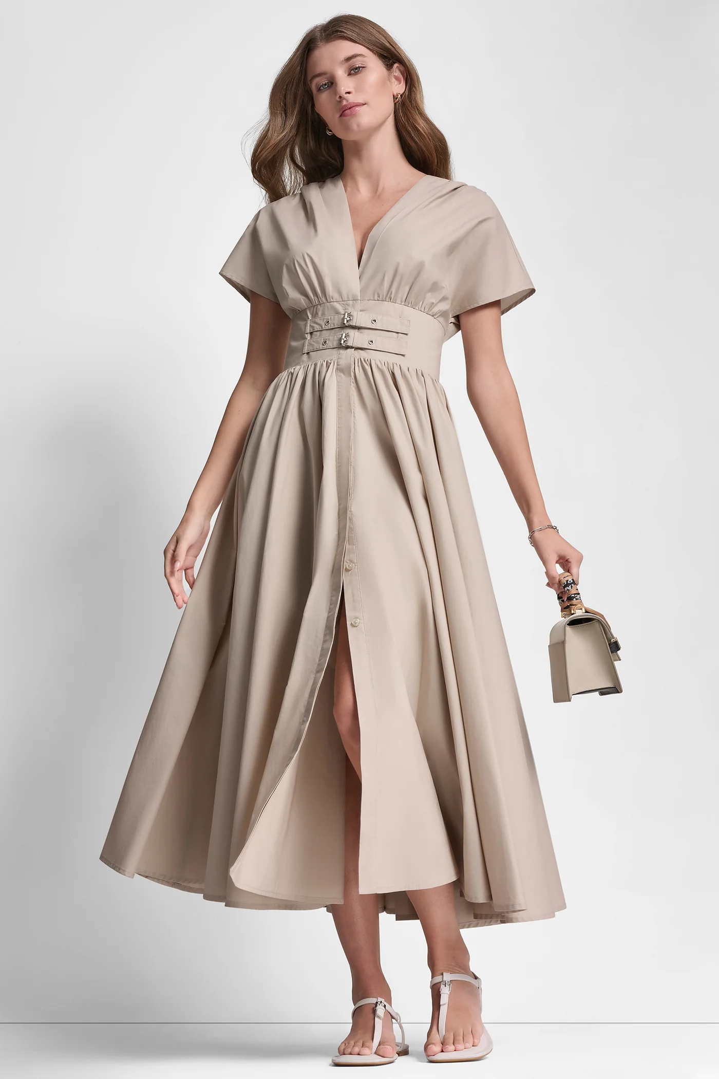 SMOCKED MIDI DRESS WITH BUCKLE - Image 6