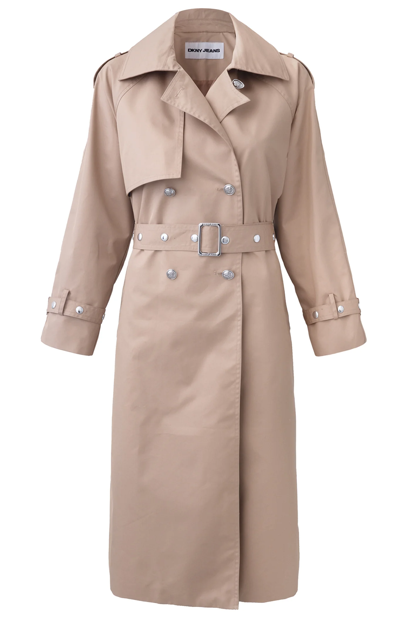 LONG DOUBLE BREASTED BELTED TRENCH - Image 6
