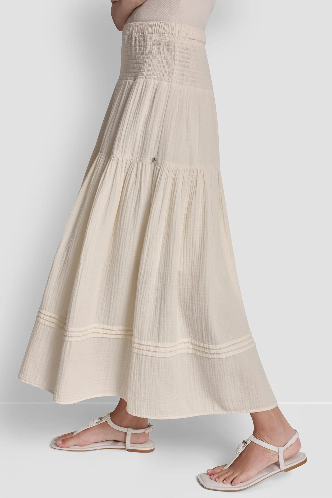 SMOCKED WAIST MAXI TIERED SKIRT - Image 3