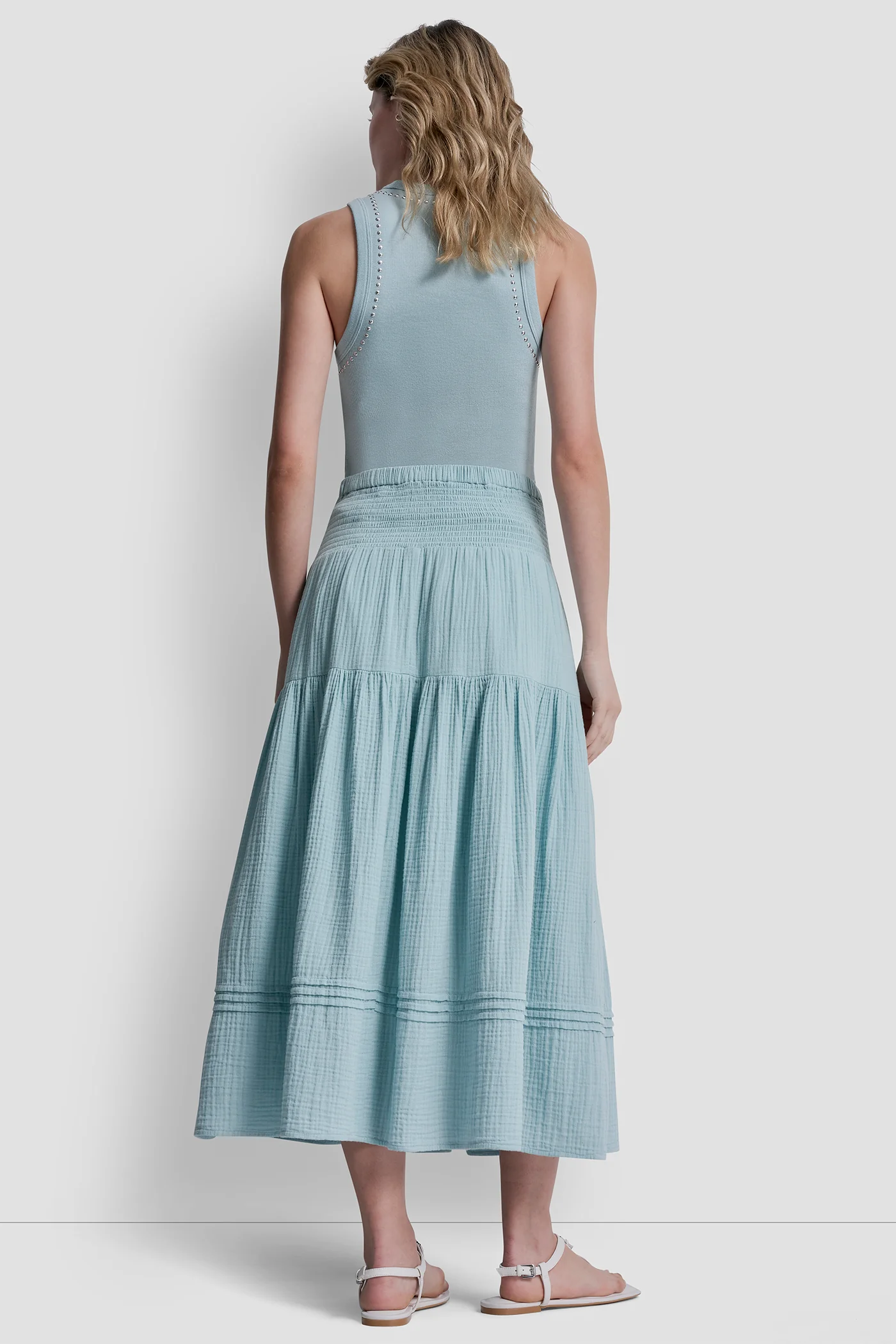 SMOCKED WAIST MAXI TIERED SKIRT - Image 2