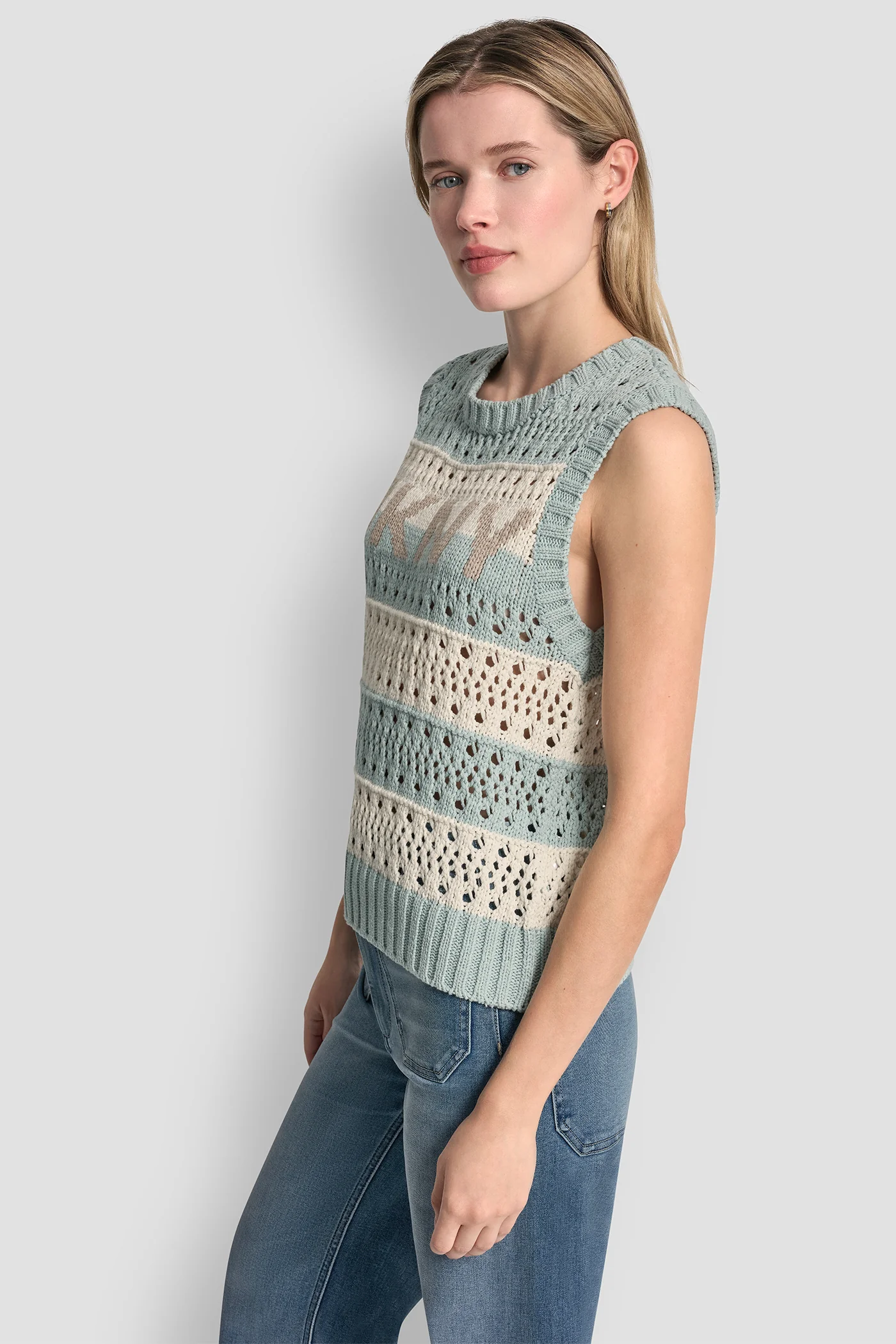 STRIPED POINTELLE STITCH SWEATER - Image 3