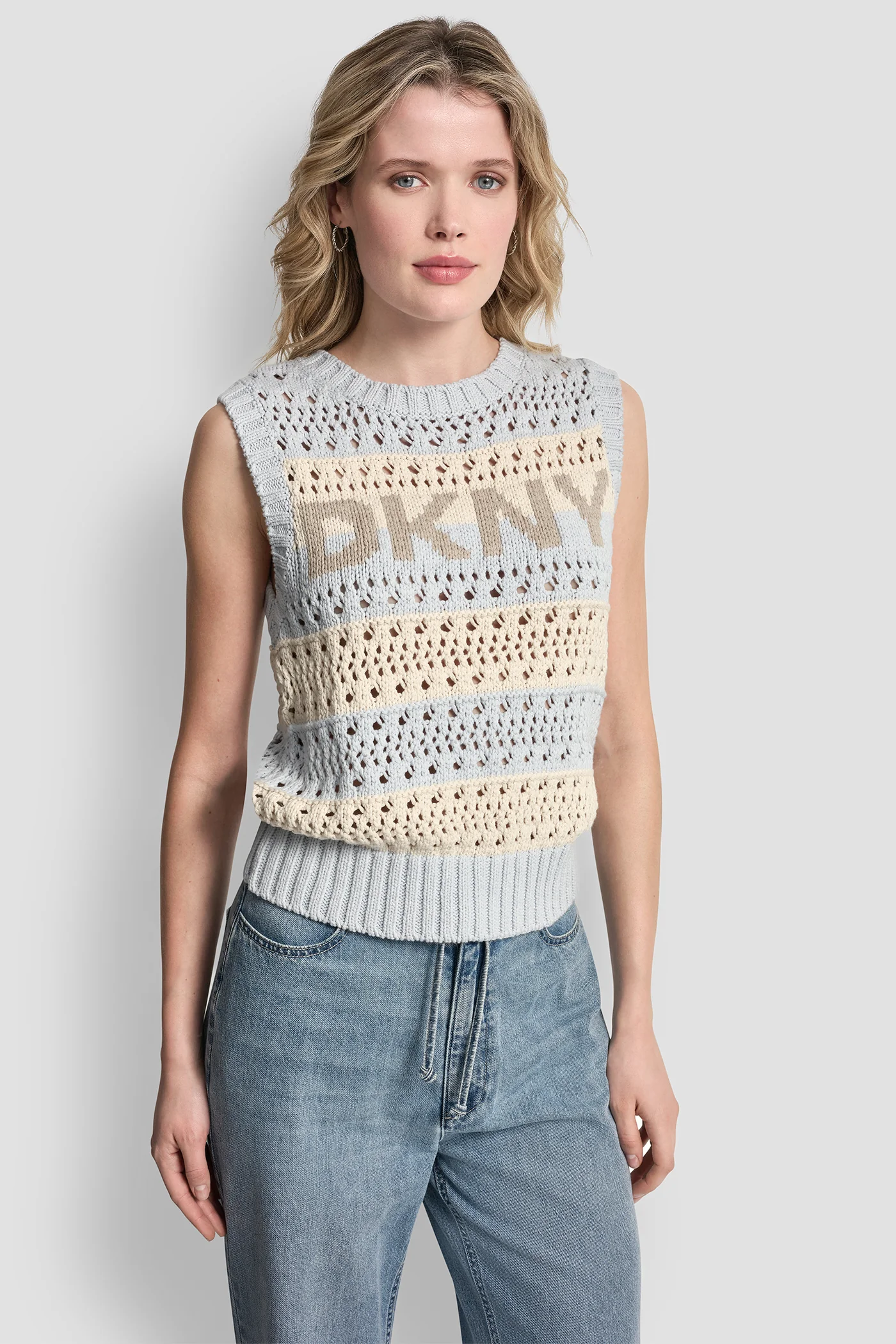STRIPED POINTELLE STITCH SWEATER - Image 2