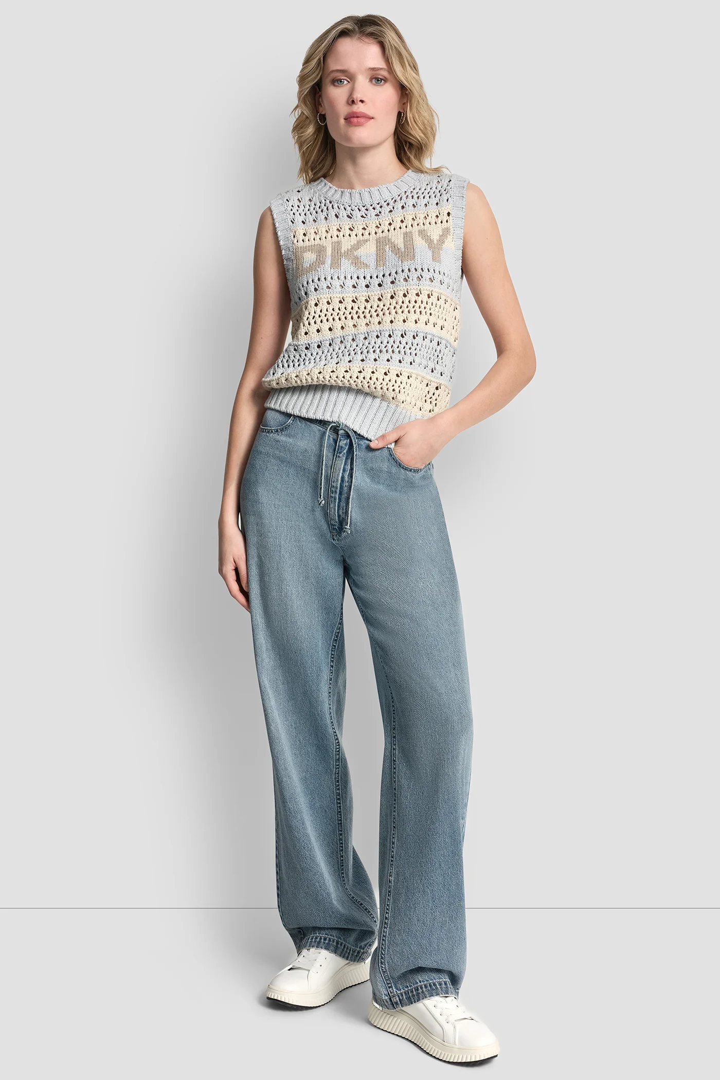 STRIPED POINTELLE STITCH SWEATER - Image 6