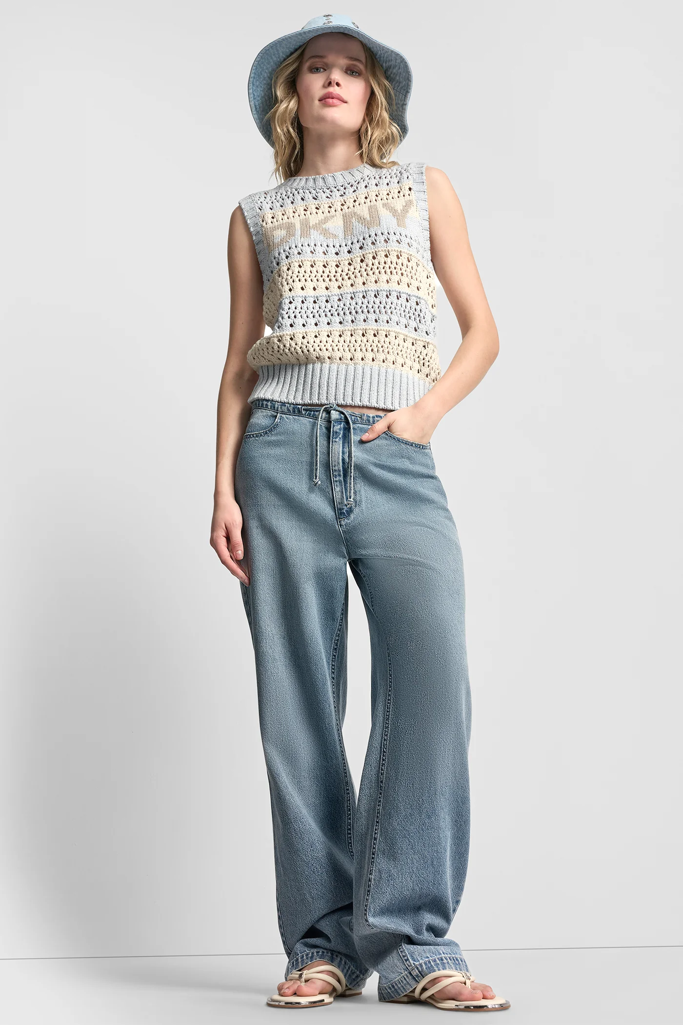 STRIPED POINTELLE STITCH SWEATER - Image 7