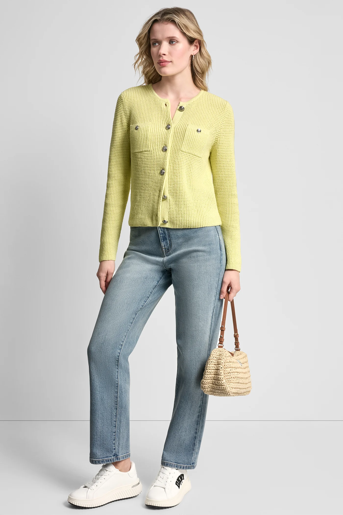 TUCK STITCH CREW NECK CARDIGAN - Image 4
