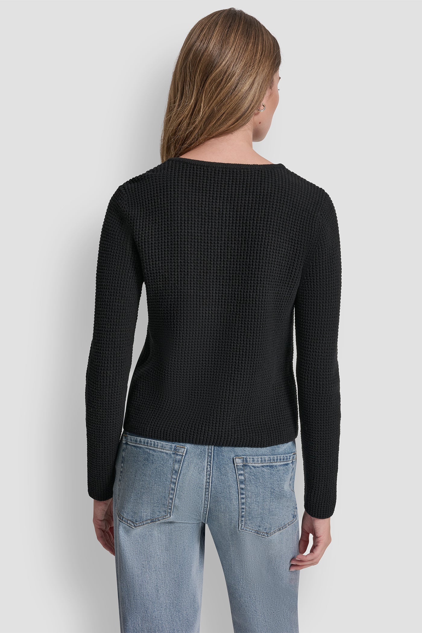 TUCK STITCH CREW NECK CARDIGAN - Image 2