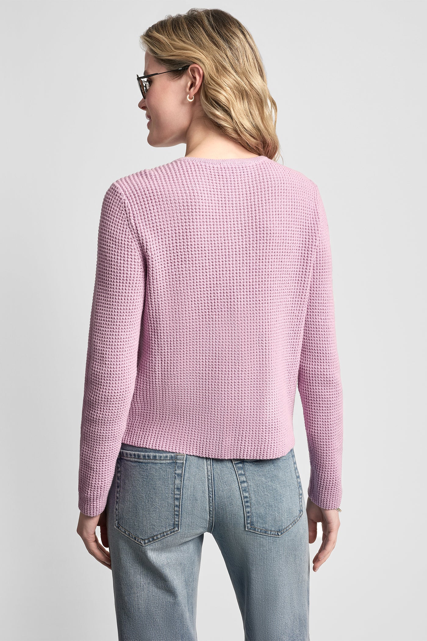 TUCK STITCH CREW NECK CARDIGAN - Image 2