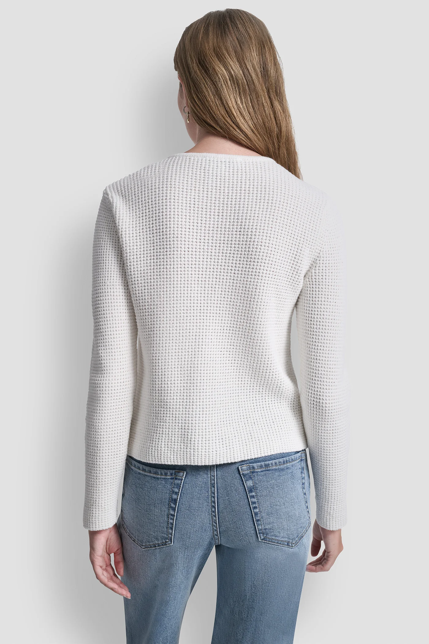 TUCK STITCH CREW NECK CARDIGAN - Image 2