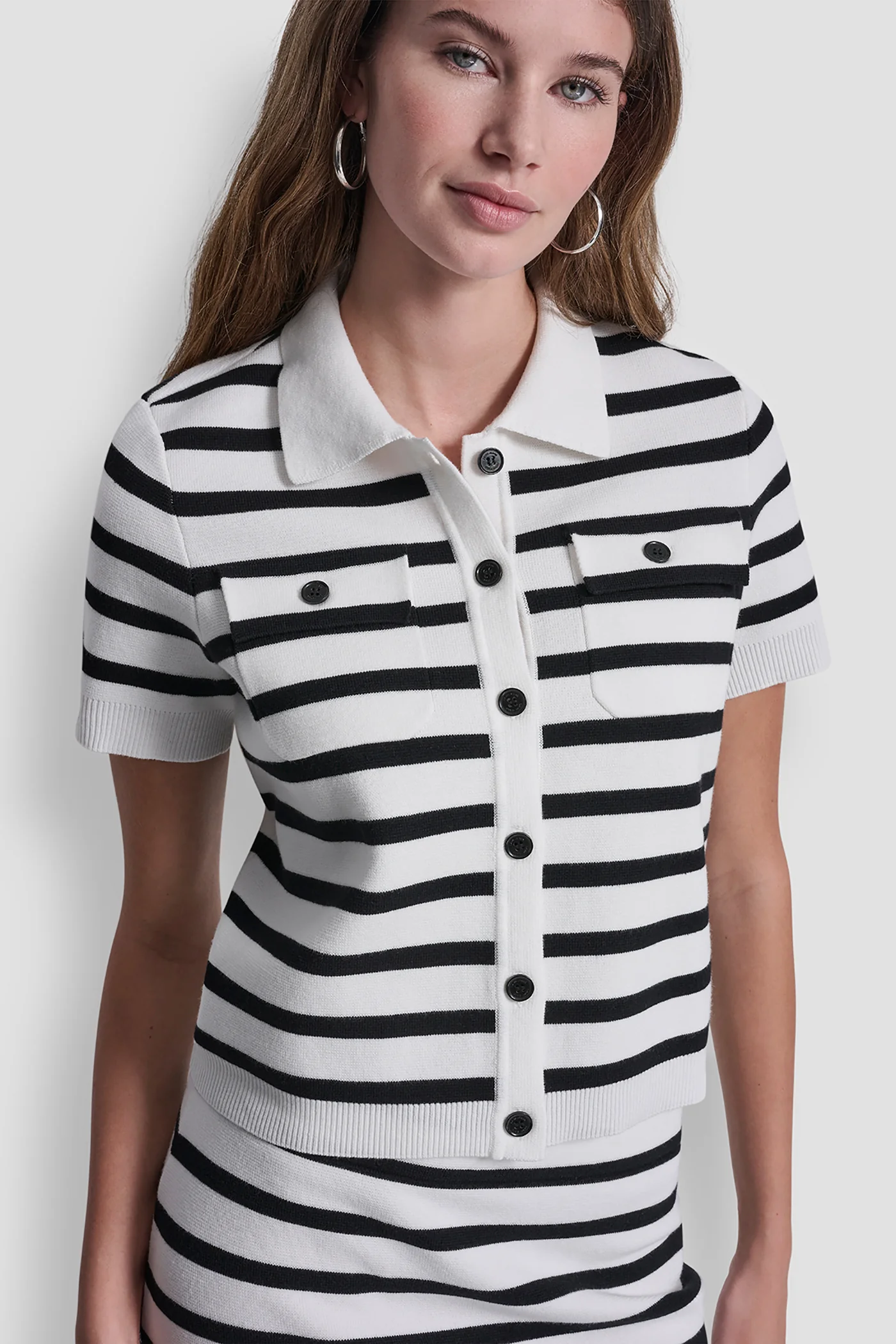 SHORT-SLEEVE STRIPED POLO CARDIGAN - Image 6