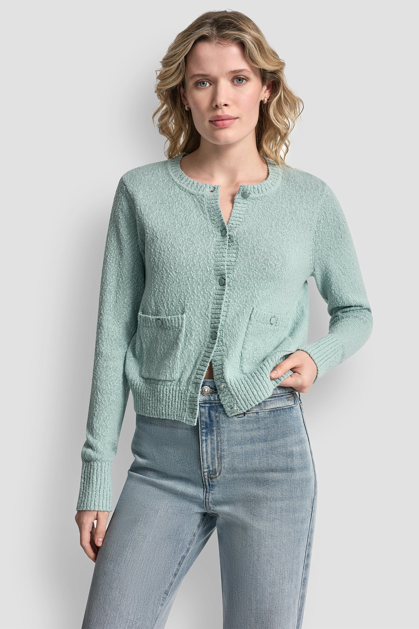 CREW NECK CARDIGAN WITH PATCH POCKETS - Image 2