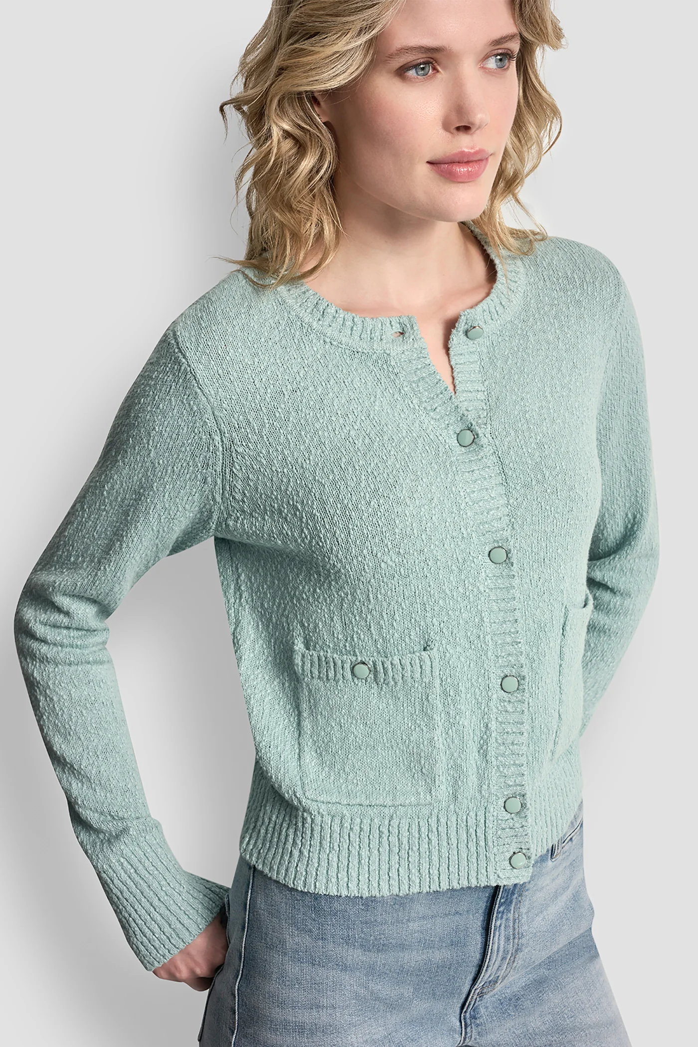 CREW NECK CARDIGAN WITH PATCH POCKETS - Image 5