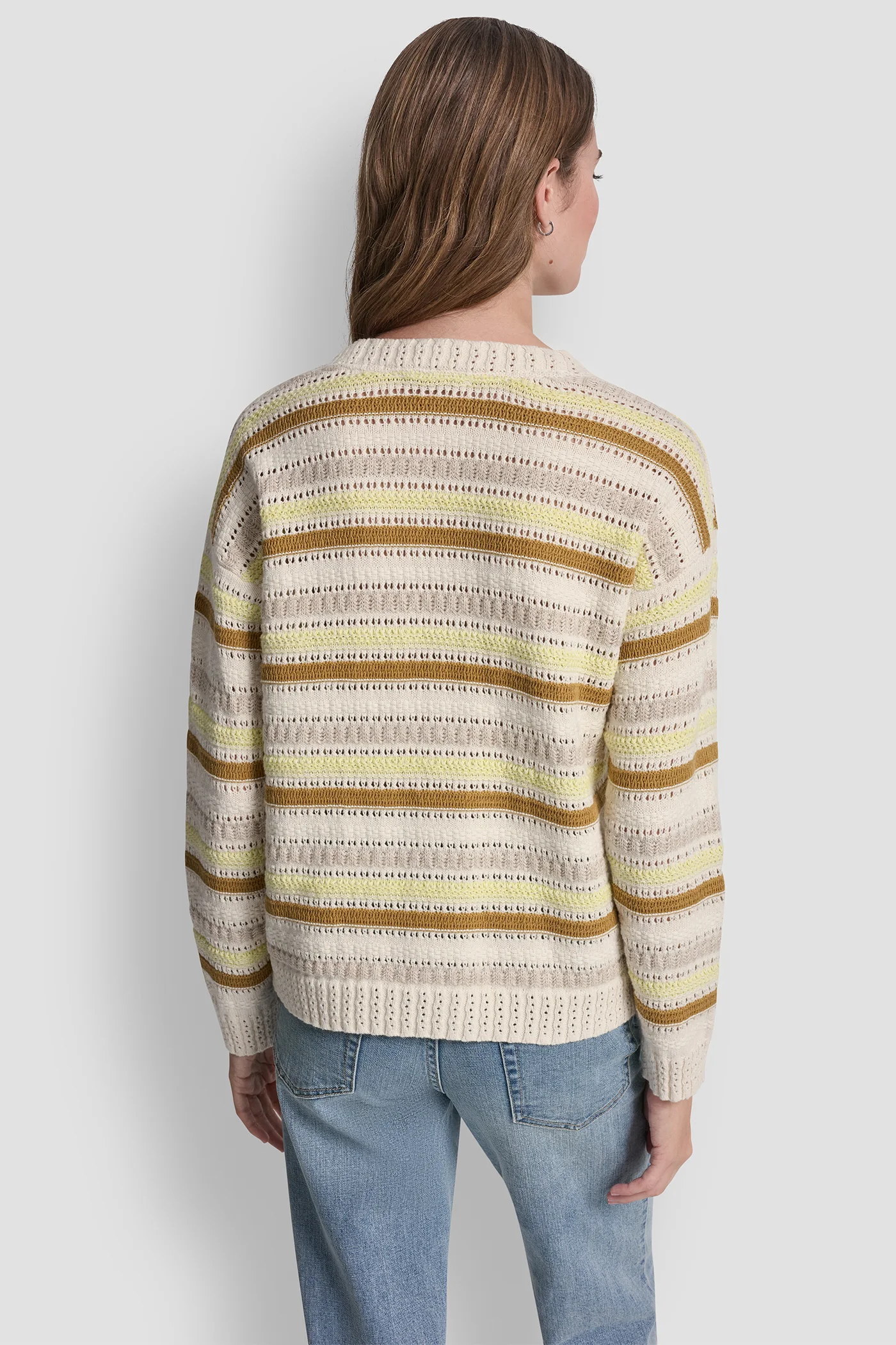 STRIPED MIXED POINTELLE STITCH SWEATER - Image 2