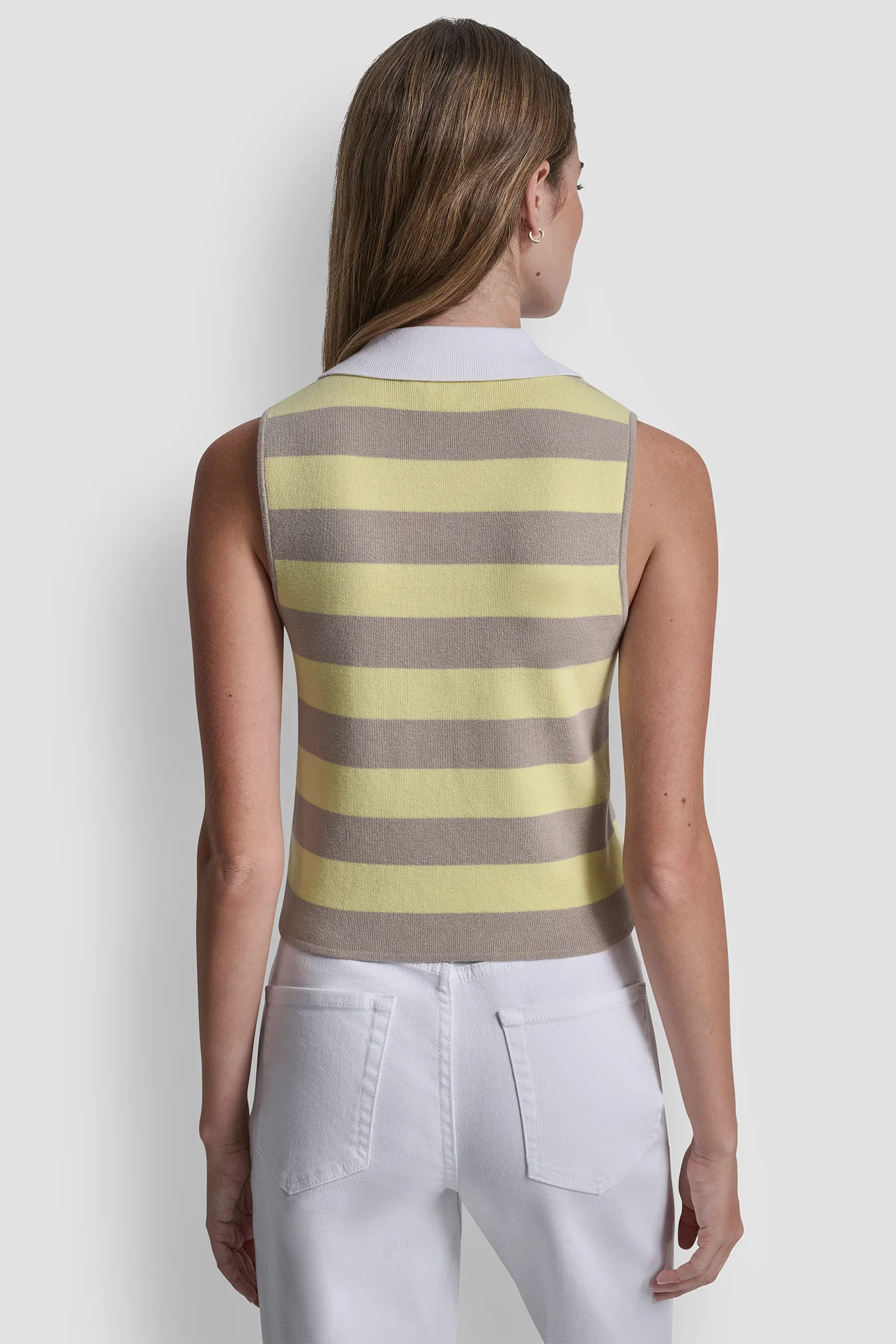 STRIPED SLEVELESS POLO SWEATER - Image 2