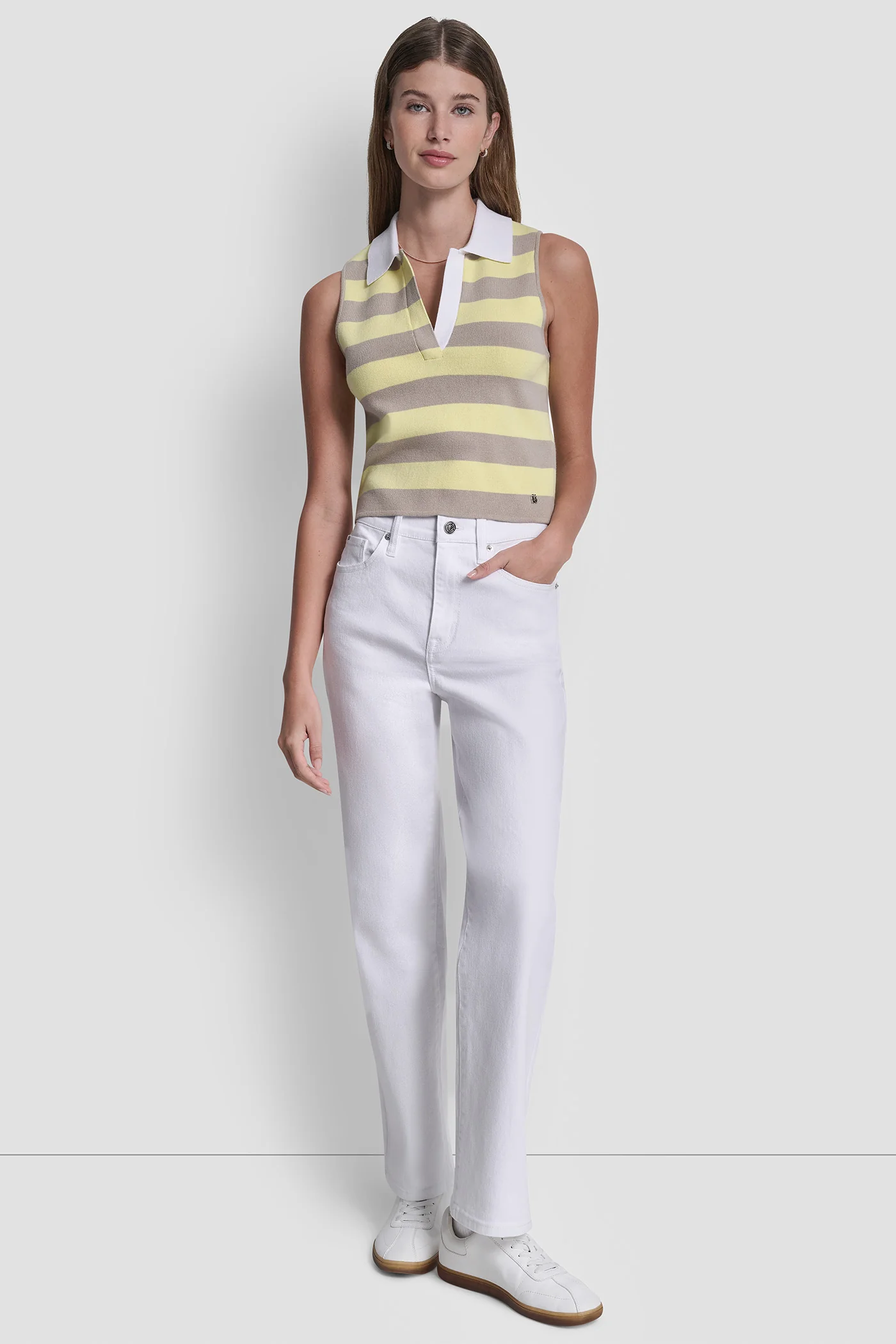 STRIPED SLEVELESS POLO SWEATER - Image 5