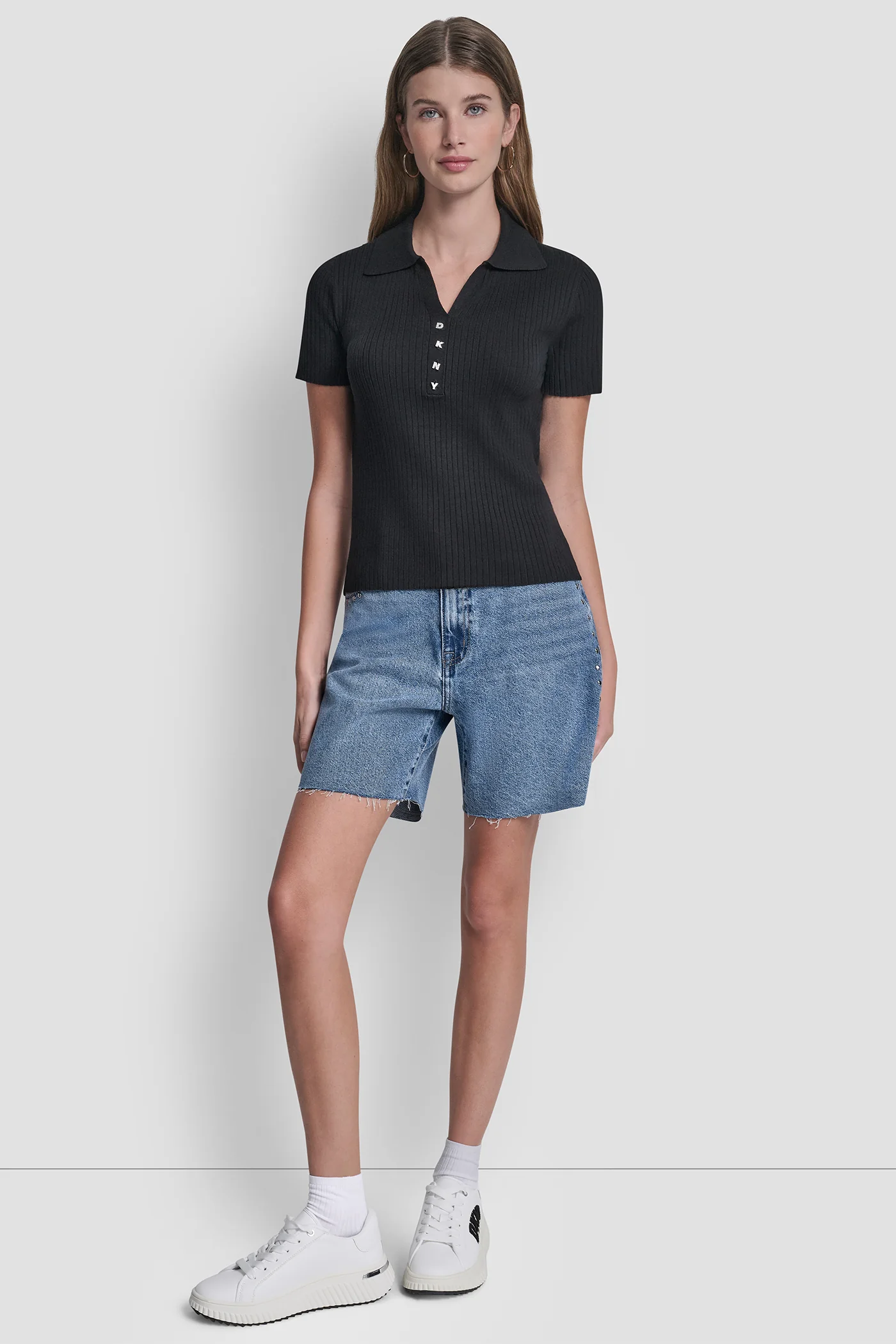 RIBBED POLO WITH RHINESTONE BUTTONS - Image 4