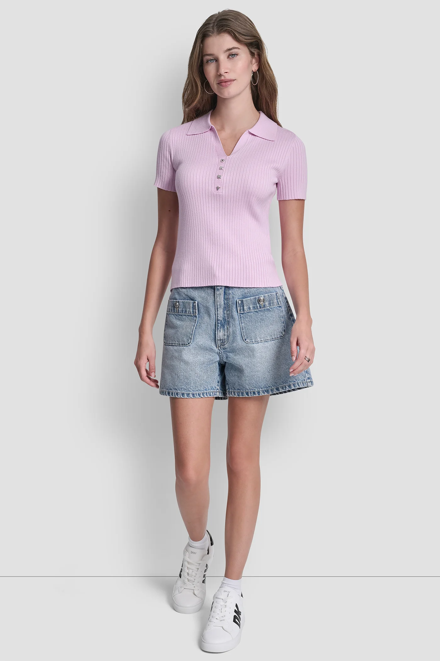 RIBBED POLO WITH RHINESTONE BUTTONS - Image 4
