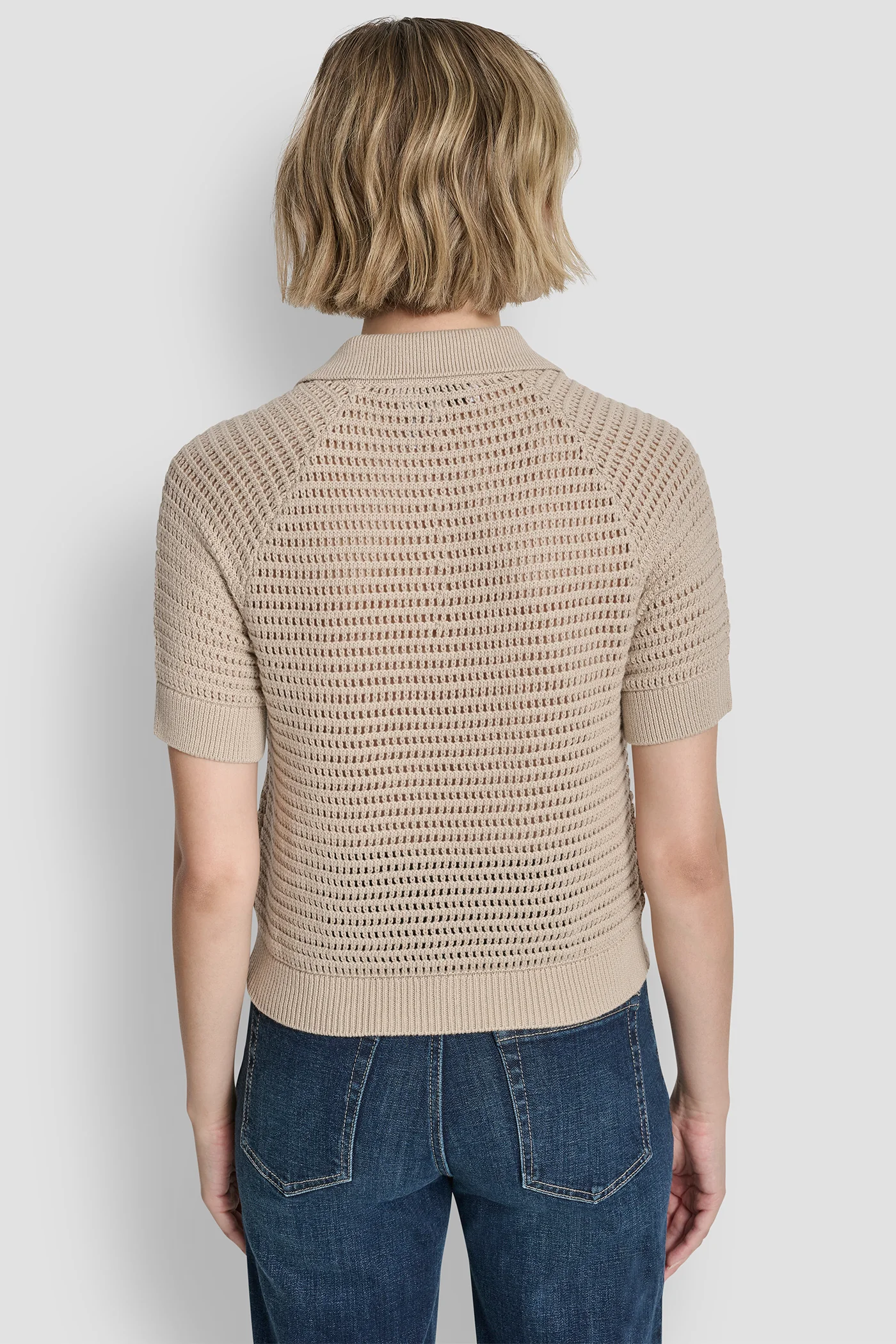 SHORT SLEEVE CROCHET STITCH POLO - Image 4
