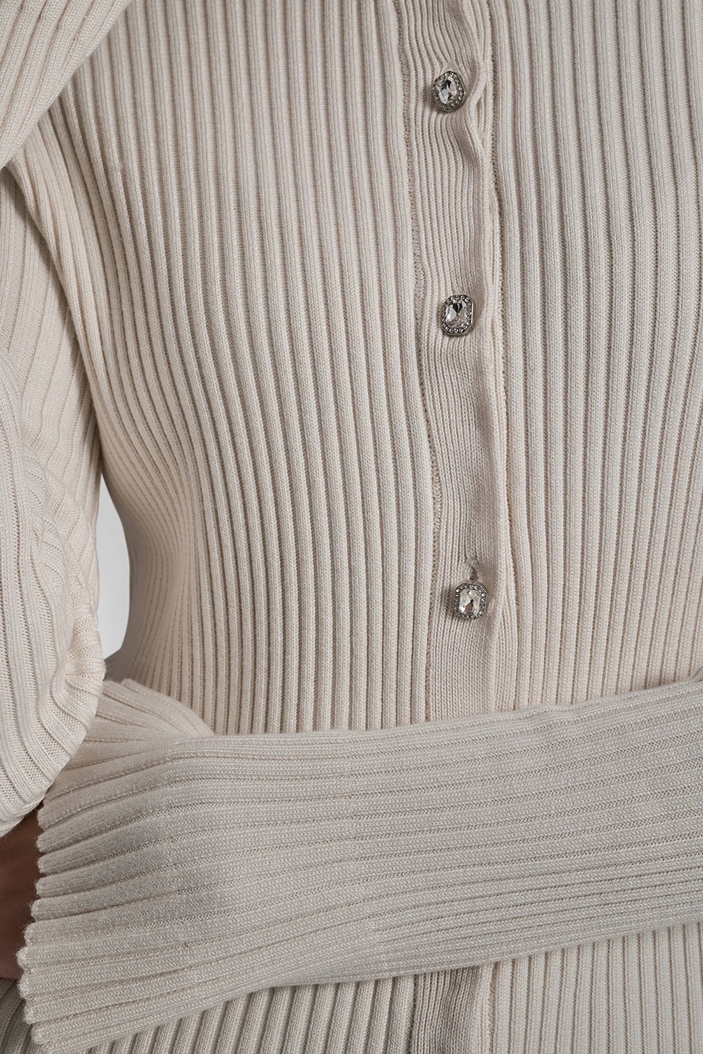 FLARE SLEEVE CARDIGAN WITH RHINESTONE BUTTON - Image 5