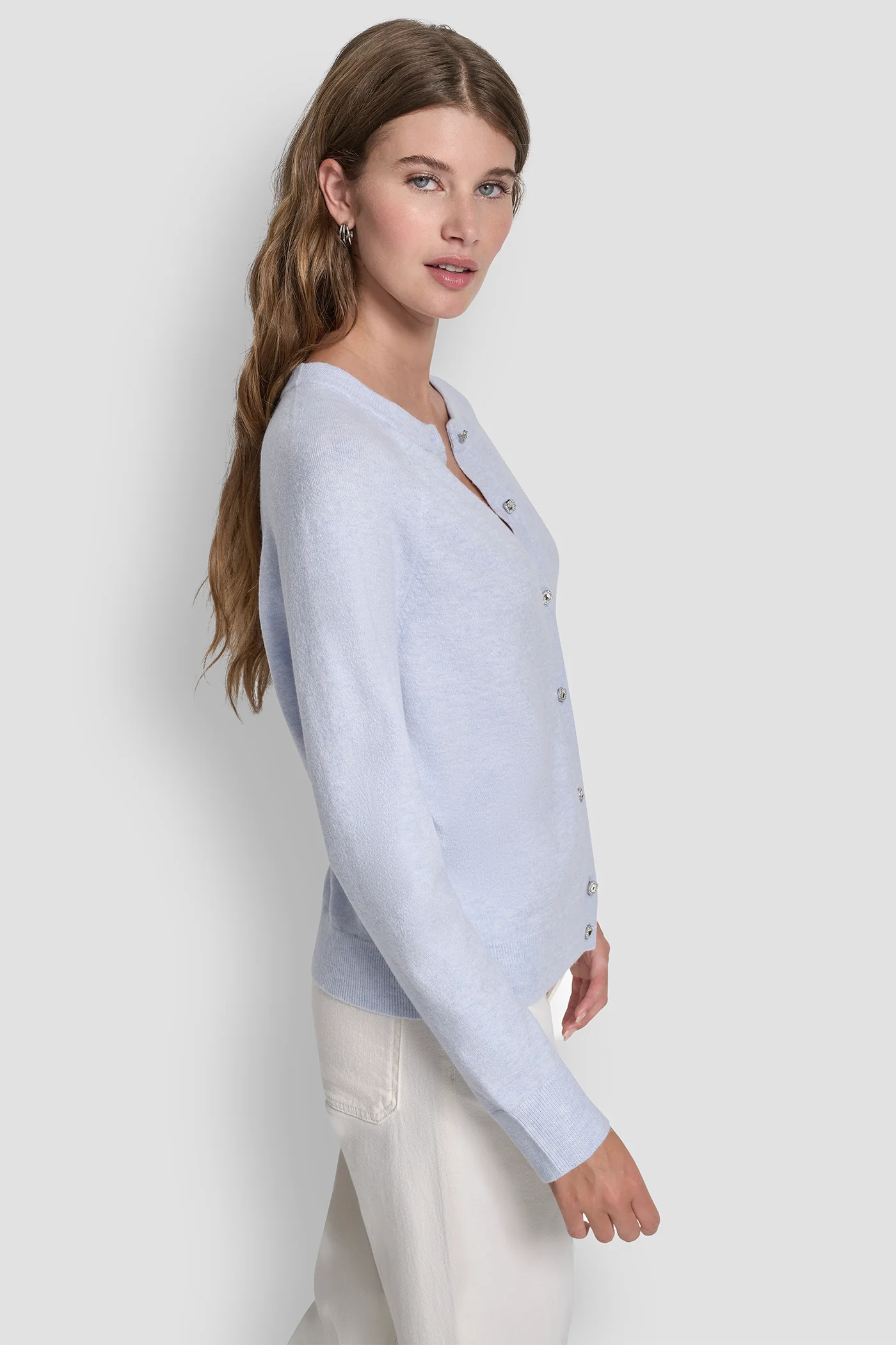 LONG SLEEVE CARDIGAN WITH RHINESTONE BUTTONS - Image 3