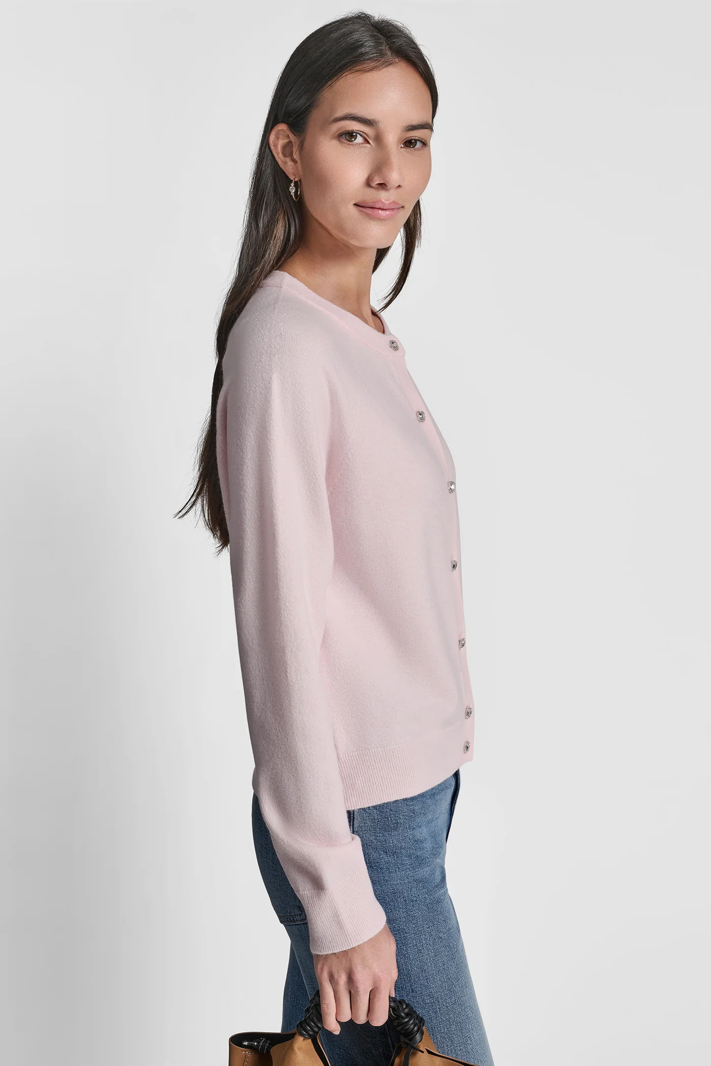 LONG BLOUSON SLEEVE CARDIGAN WITH RHINESTONE BUTTONS - Image 3