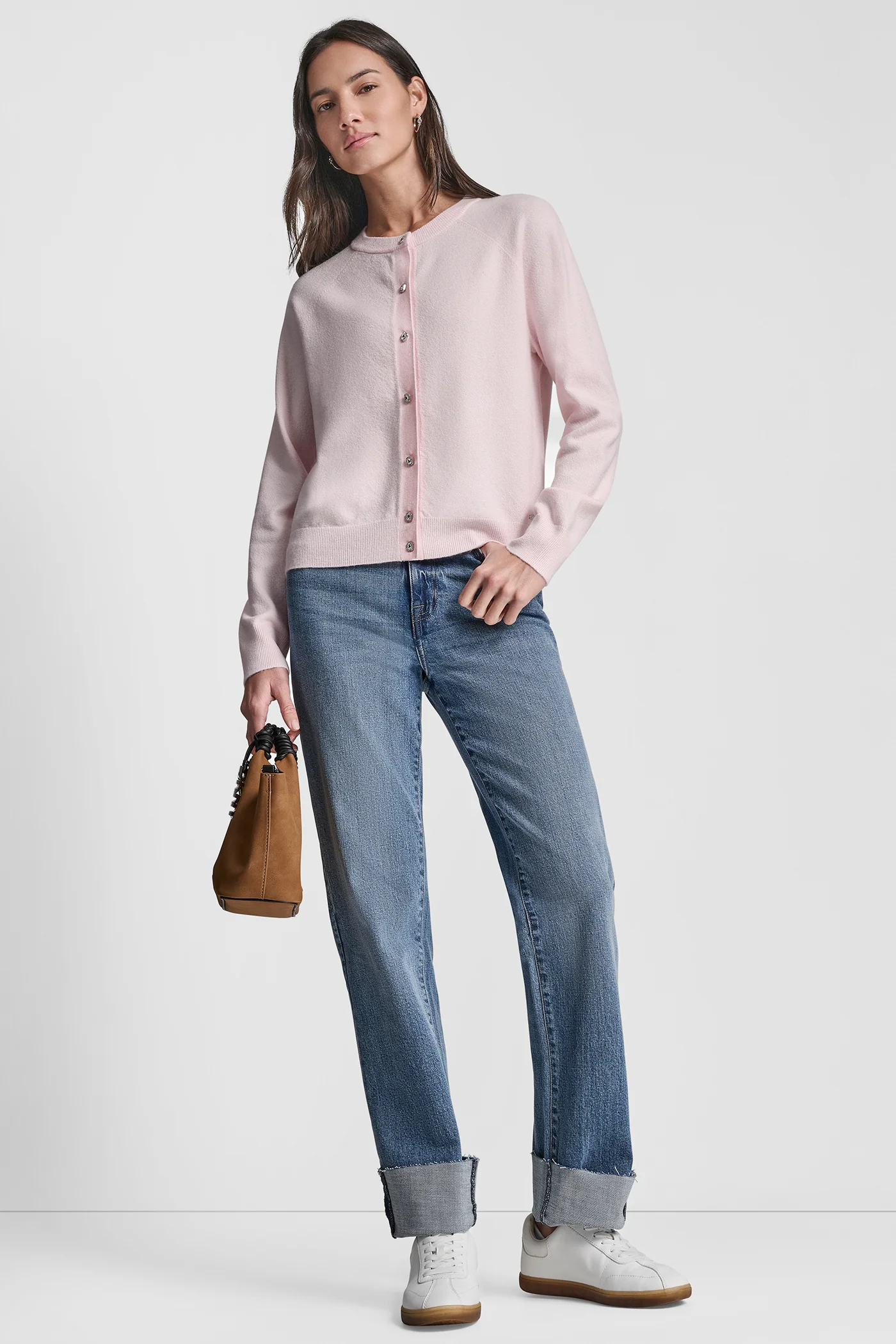 LONG BLOUSON SLEEVE CARDIGAN WITH RHINESTONE BUTTONS - Image 4