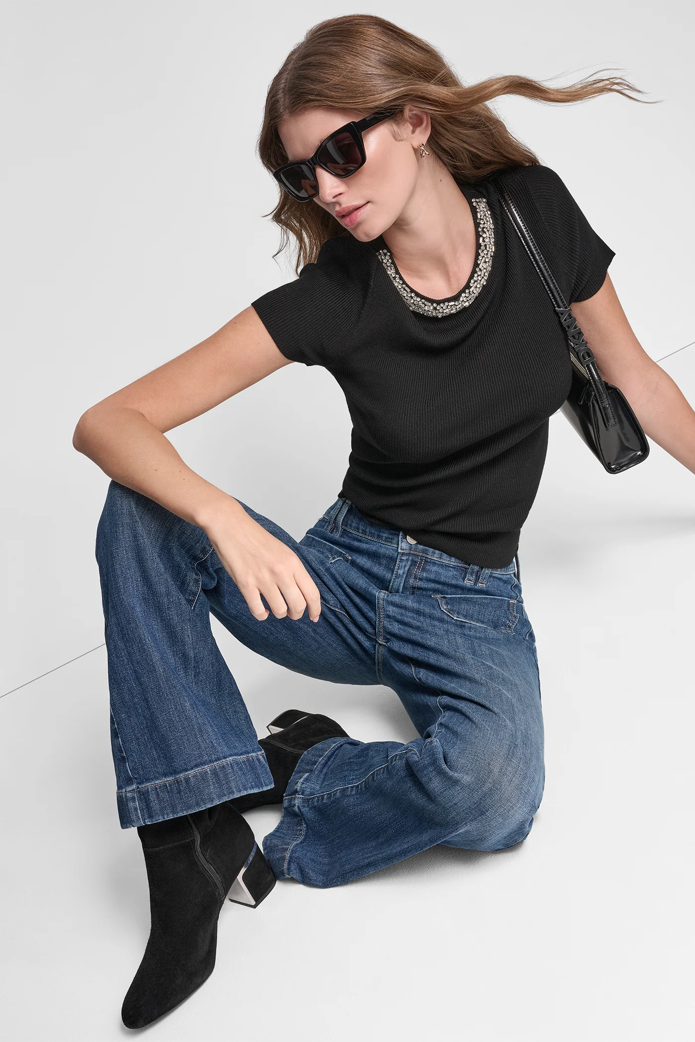 SWEATER WITH EMBELLISHED NECKLINE