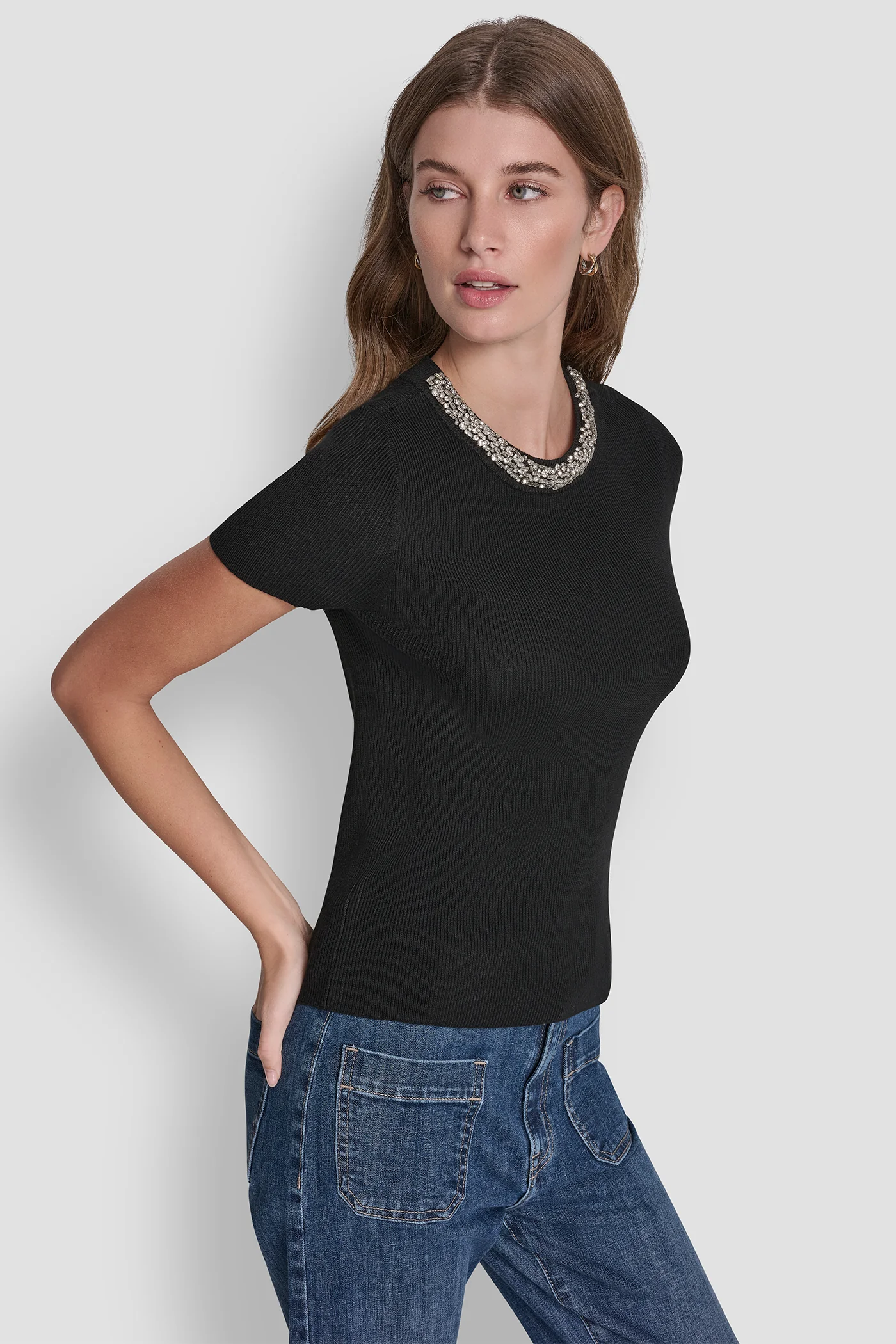 SWEATER WITH EMBELLISHED NECKLINE - Image 2