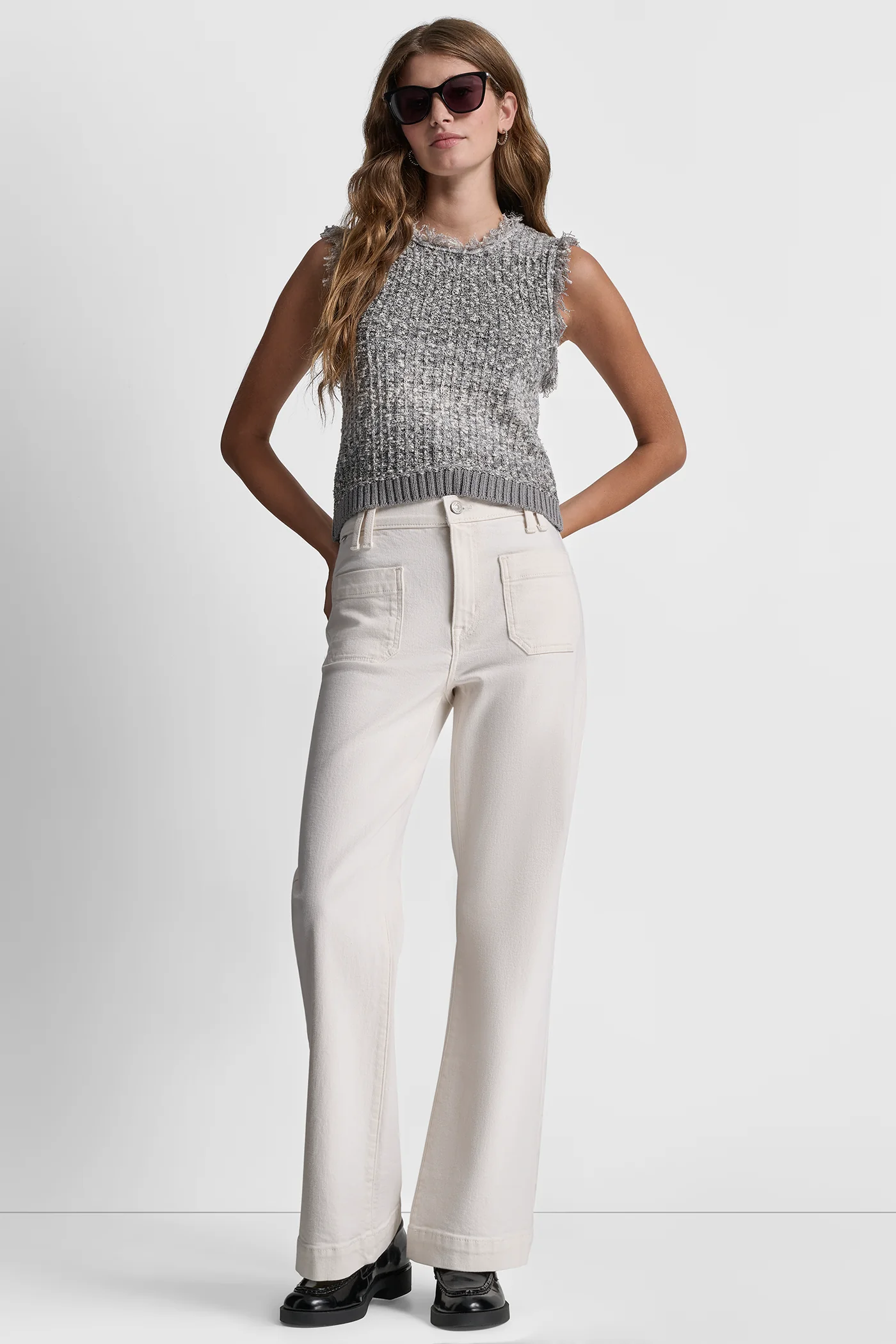 TWEED FRINGE SWEATER WITH LOGO CHARM - Image 3