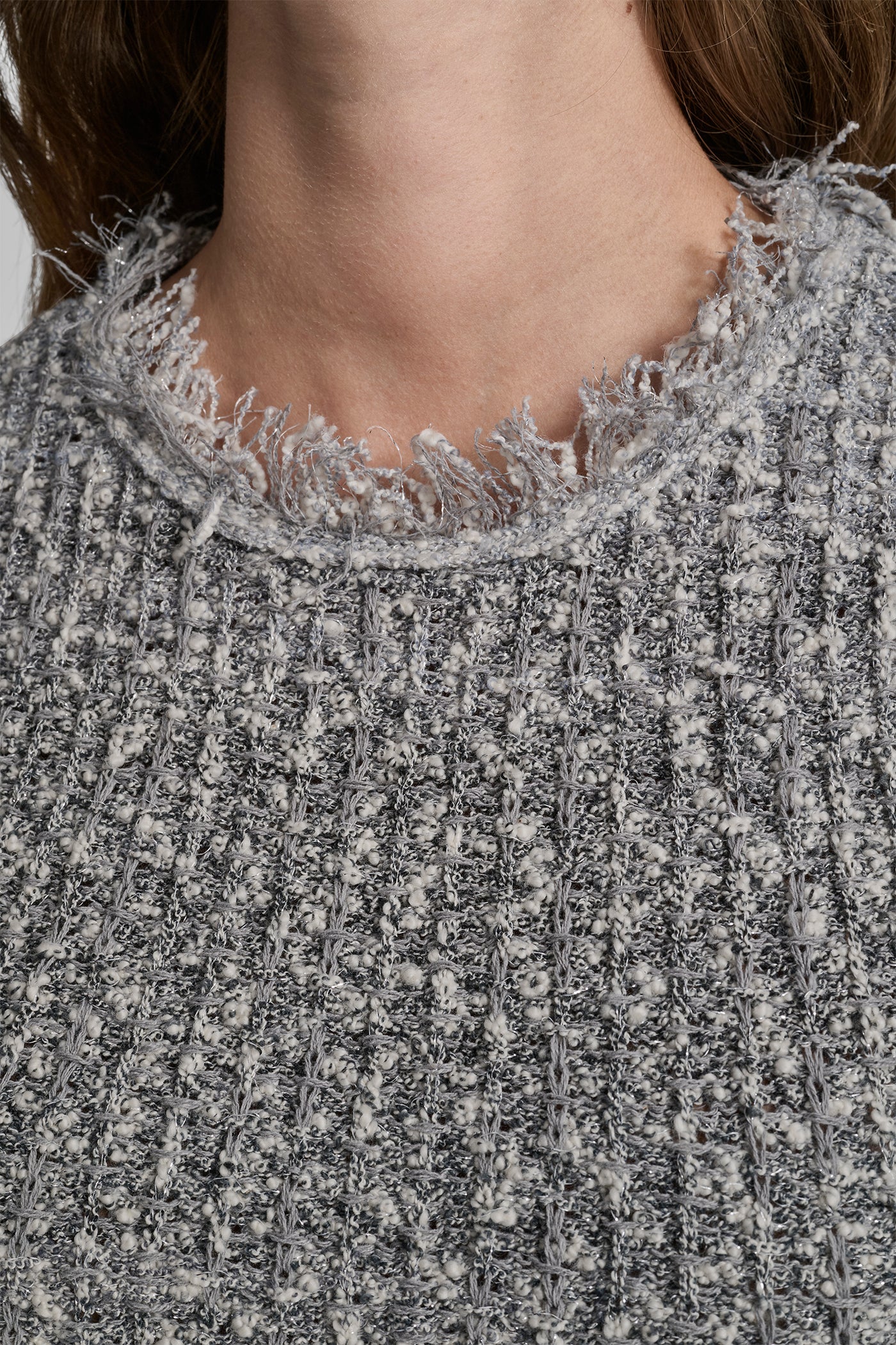 TWEED FRINGE SWEATER WITH LOGO CHARM - Image 4