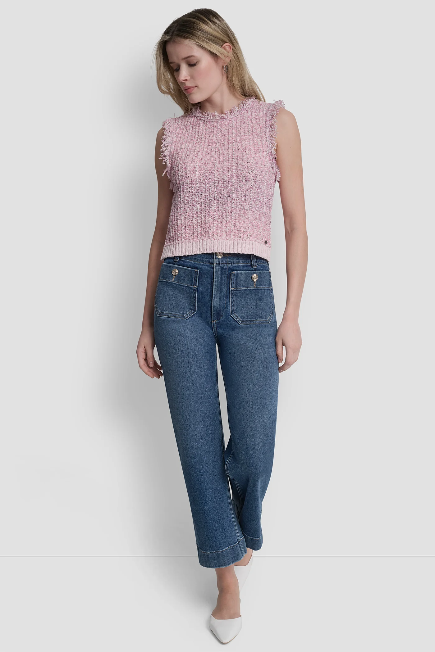 TWEED FRINGE SWEATER WITH LOGO CHARM - Image 5
