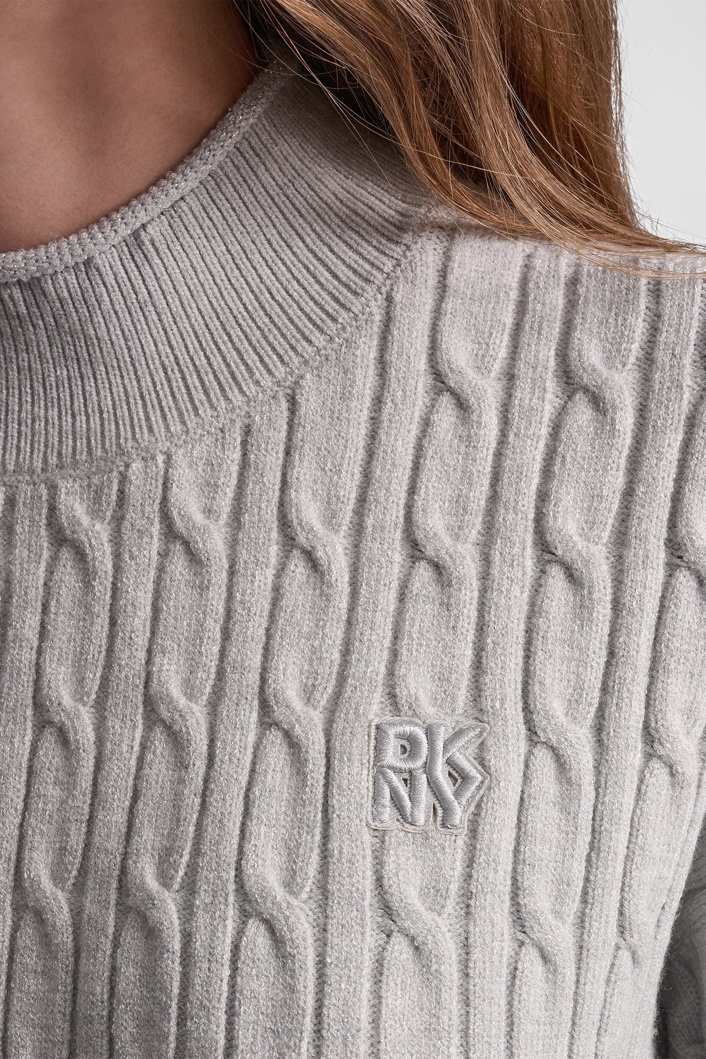 MOCK NECK DROP SHOULDER CABLE SWEATER - Image 5