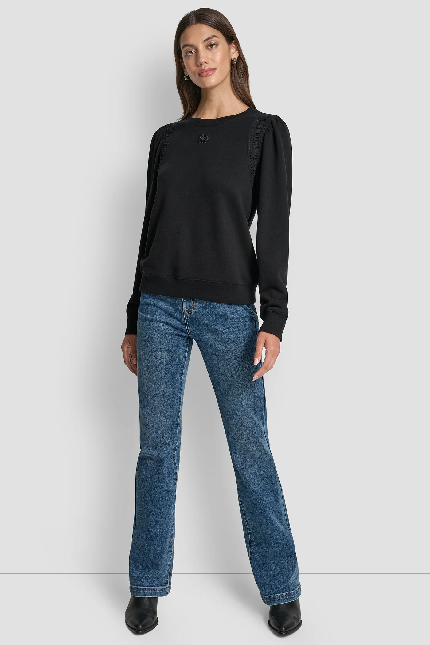 LACE DETAIL PUFF SLEEVE SWEATSHIRT - Image 4