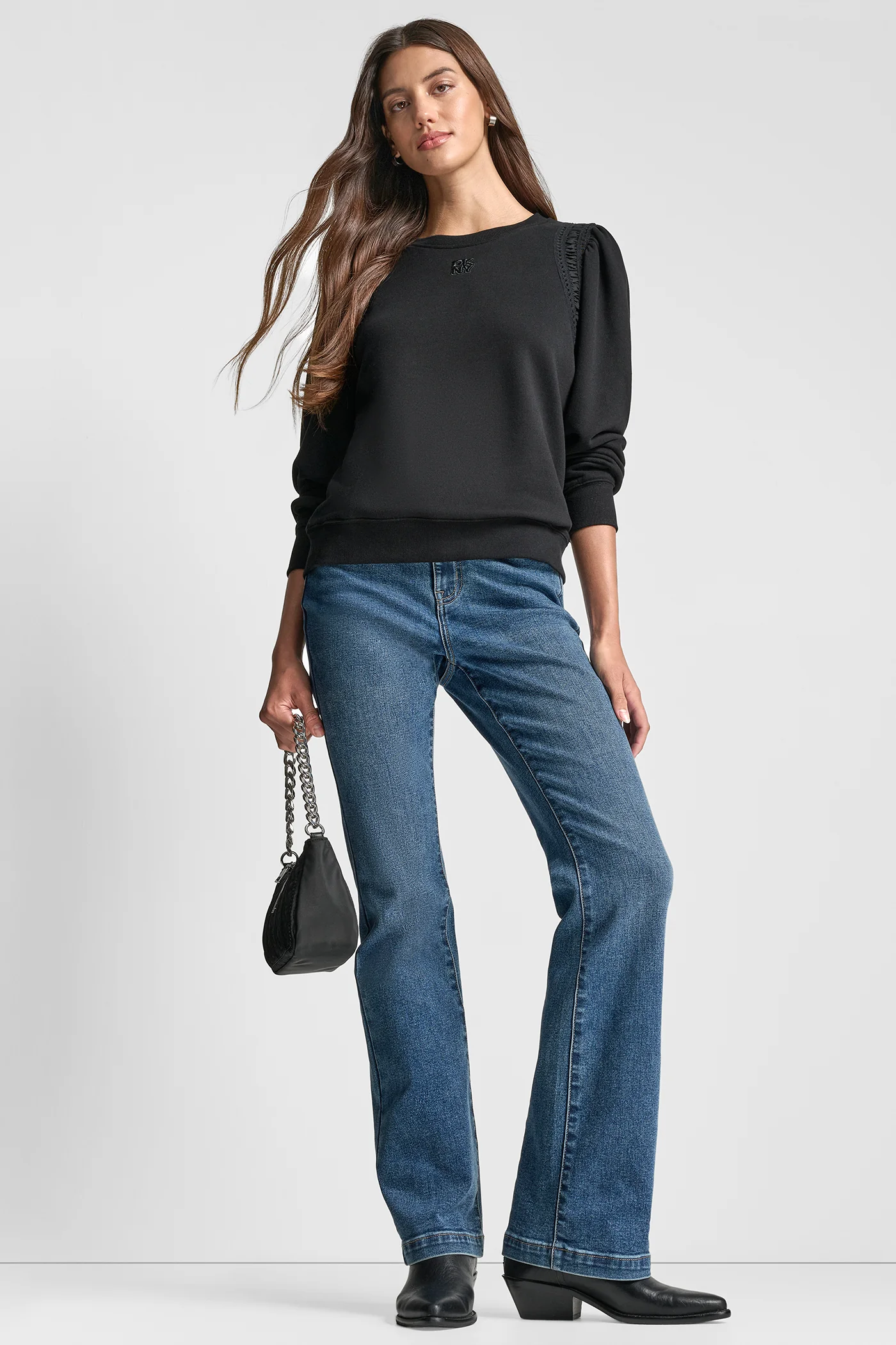 LACE DETAIL PUFF SLEEVE SWEATSHIRT - Image 6