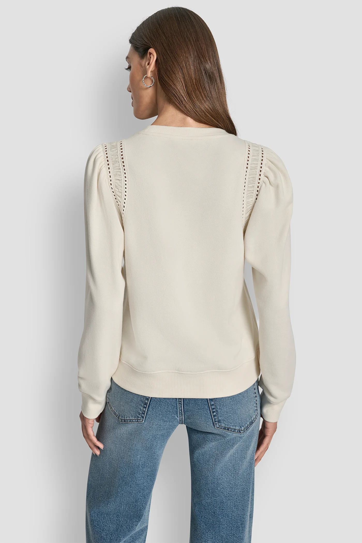 LACE DETAIL PUFF SLEEVE SWEATSHIRT - Image 2