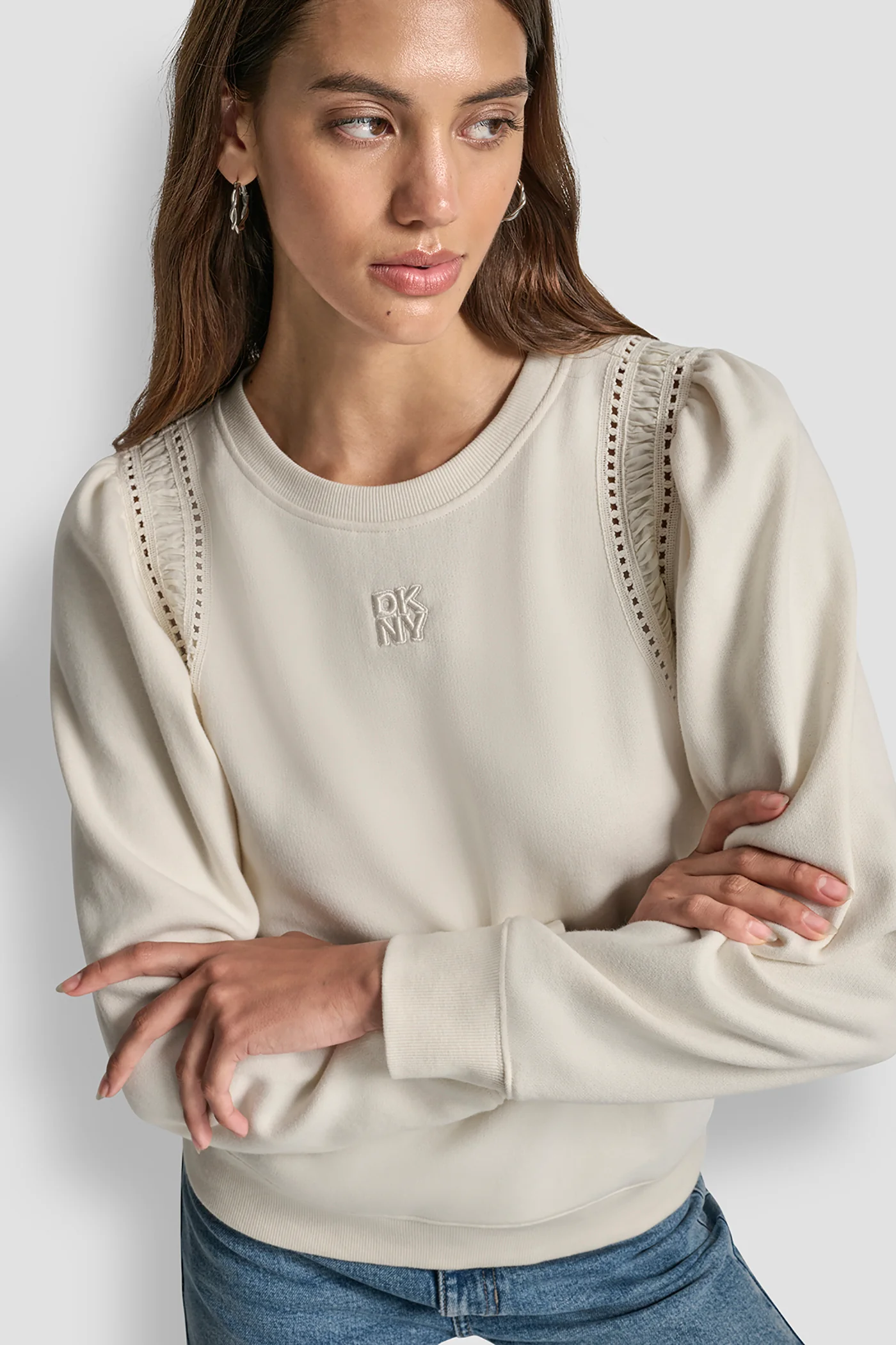 LACE DETAIL PUFF SLEEVE SWEATSHIRT - Image 5