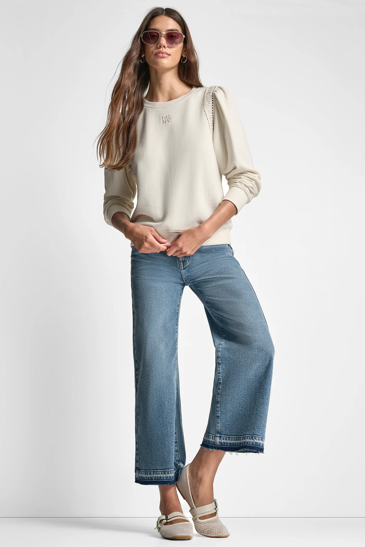 LACE DETAIL PUFF SLEEVE SWEATSHIRT - Image 6