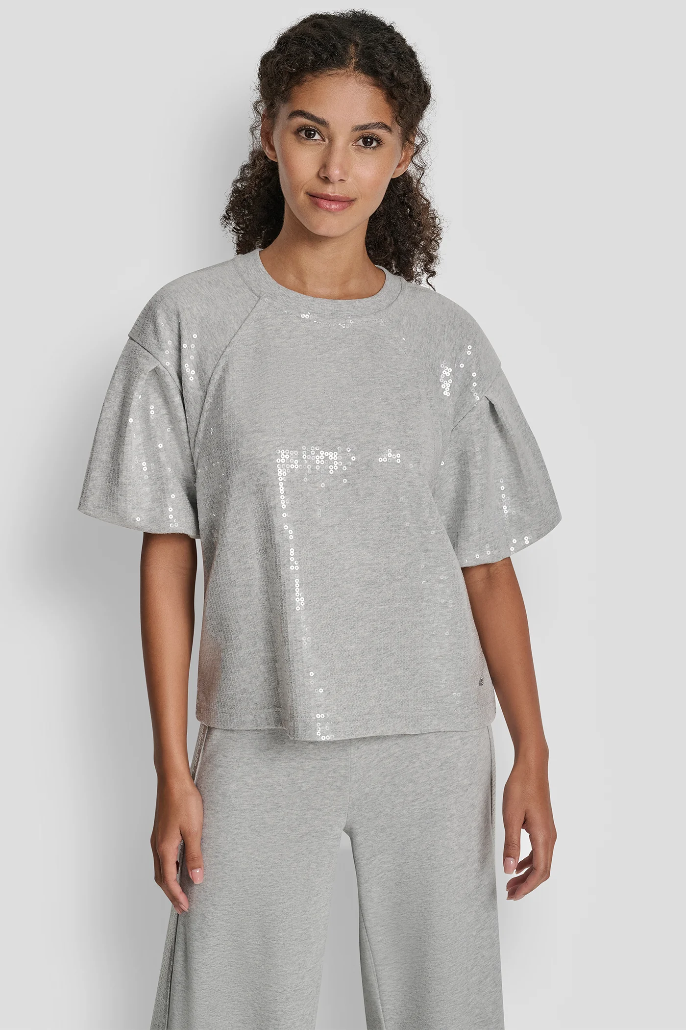 SEQUIN PUFF SLEEVE SWEATER