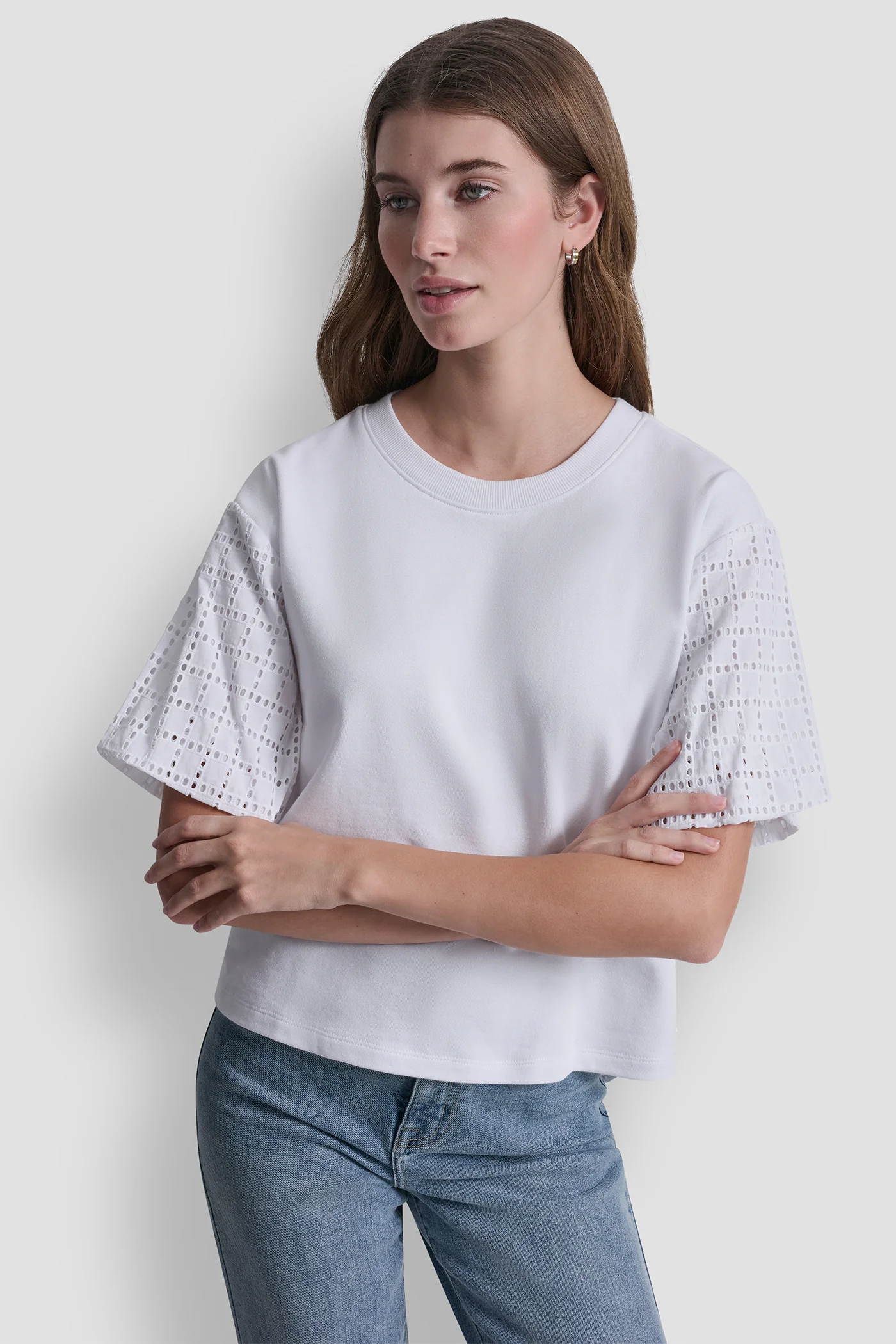 EYELET PUFF SLEEVE SHIRT