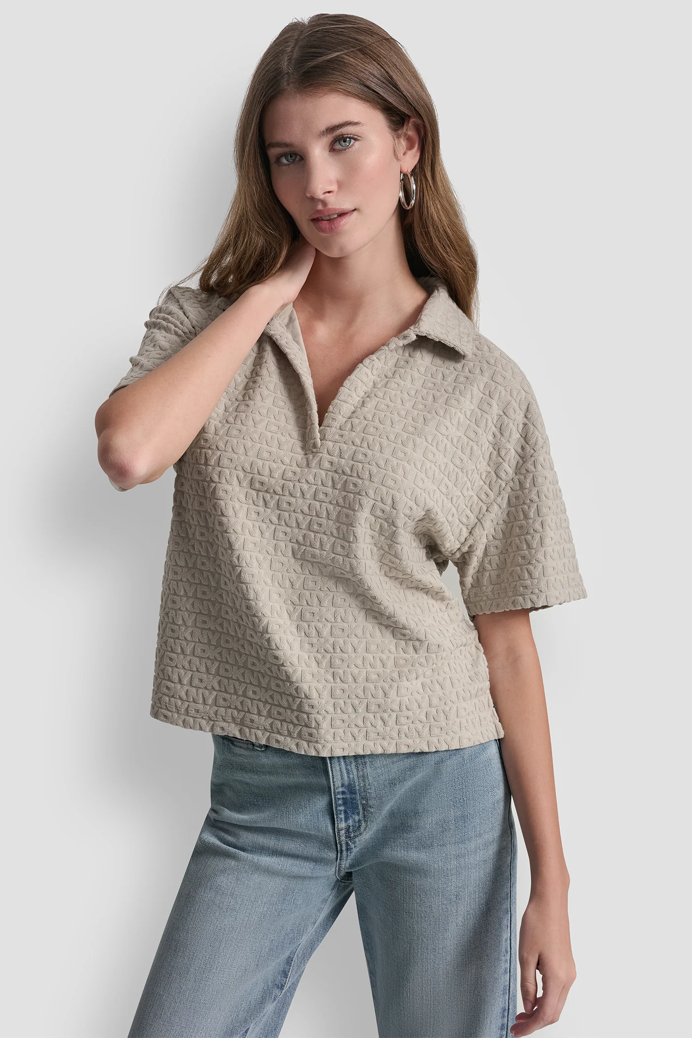 LOGO JACQUARD BOXY POLO TEE - Image 4