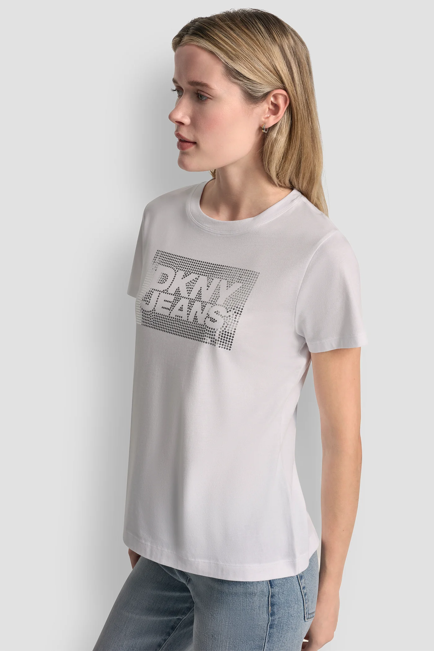 DKNY JEANS STACK LOGO RHINESTONE TEE - Image 3
